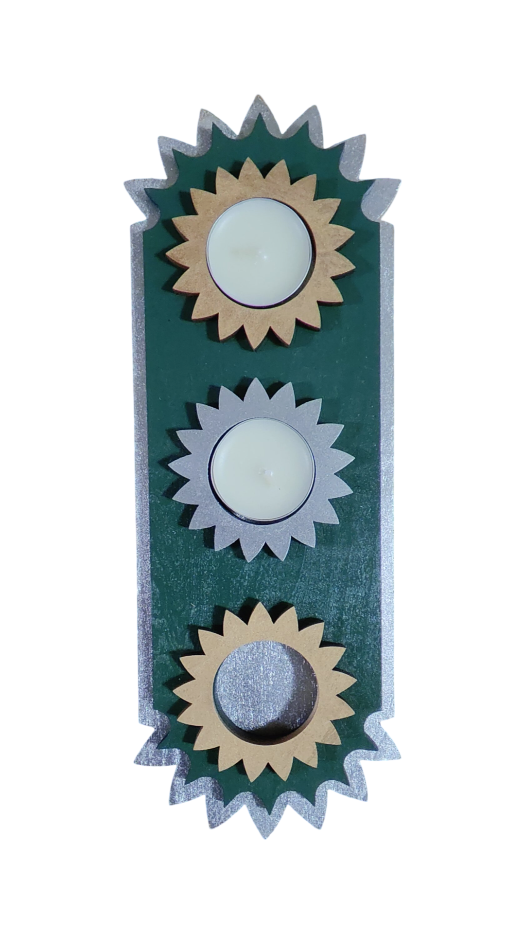 Handcrafted Diwali Tea-Light Holder Set of 4 – Vibrant Floral Table Decor (11" x 2.5")