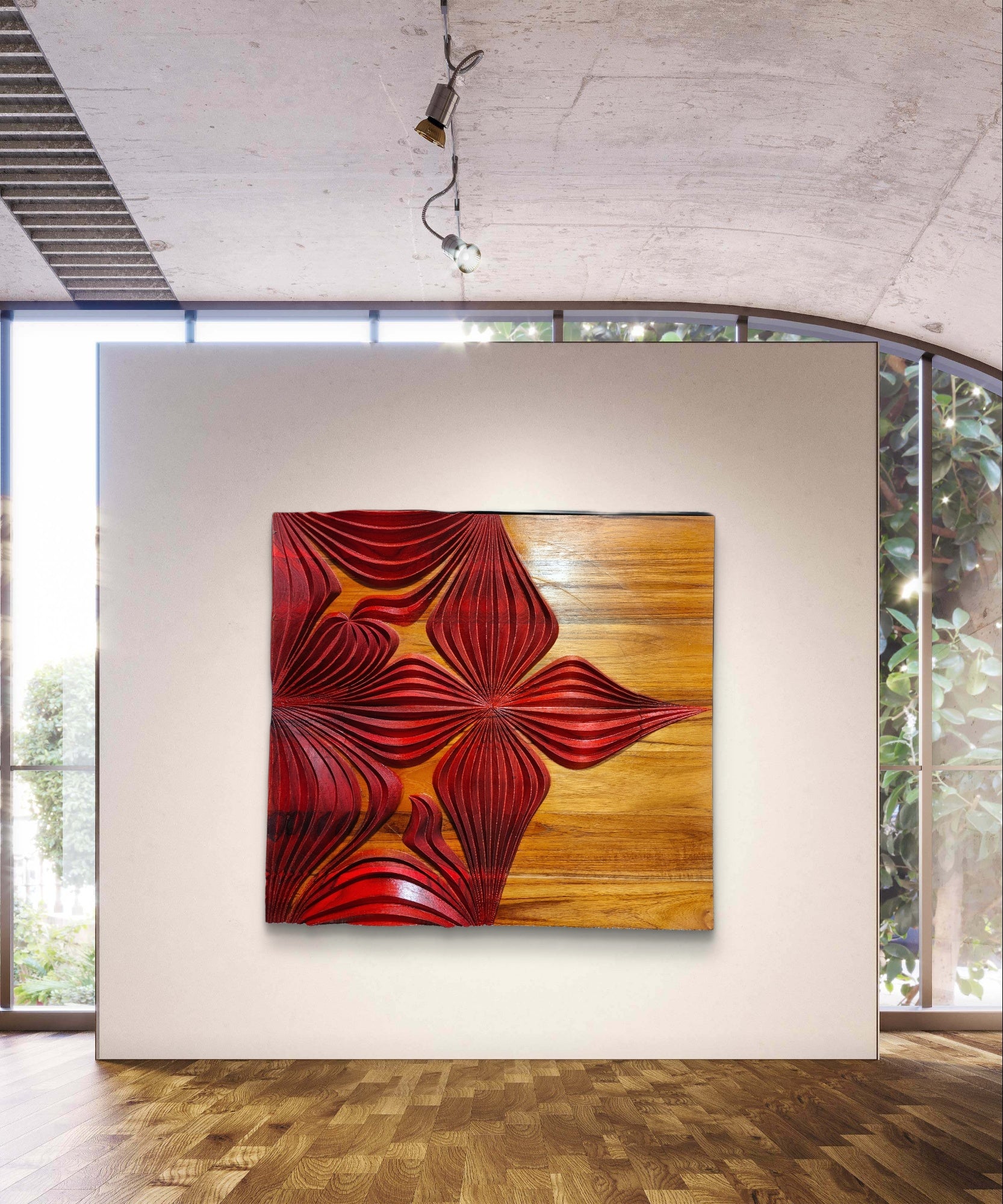 Aster Bloom - Carved on Teak (2x2 ft)