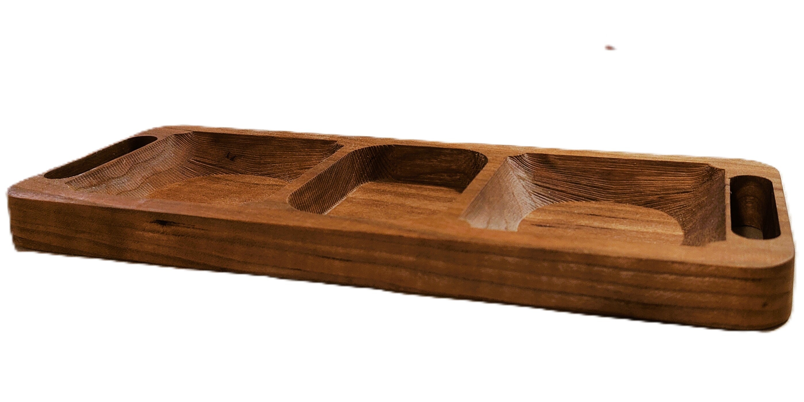 Minimal 3-part Wooden Serving Tray, Handmade USA - Free Engraving (SSTRAY004)