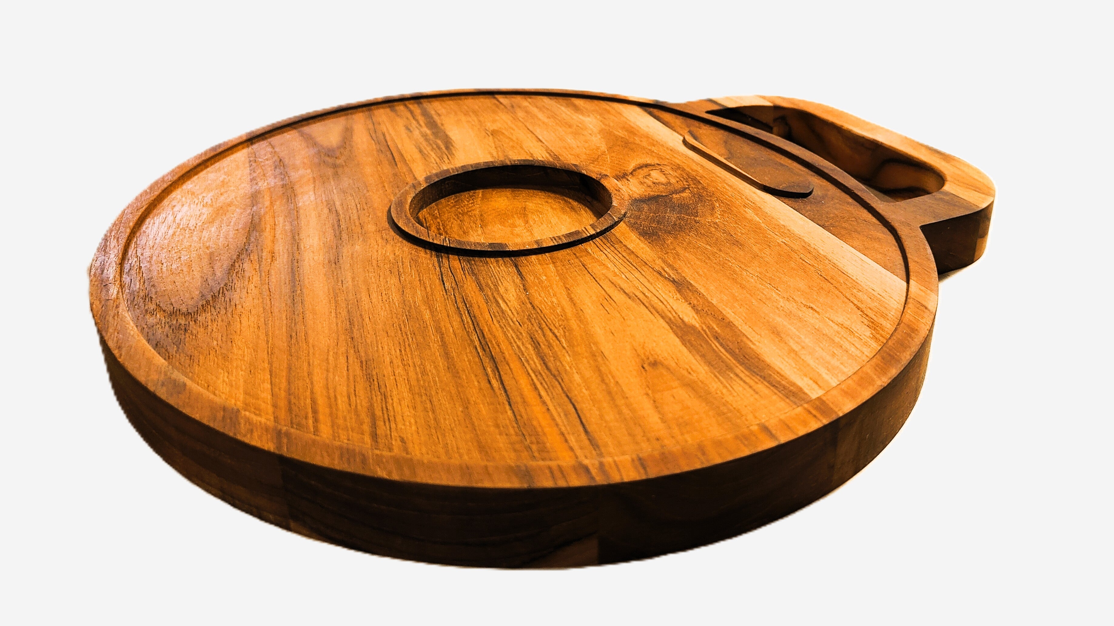 15" Round Serving Board with Handle, Handmade USA - Free Engraving (LSTRAY007)