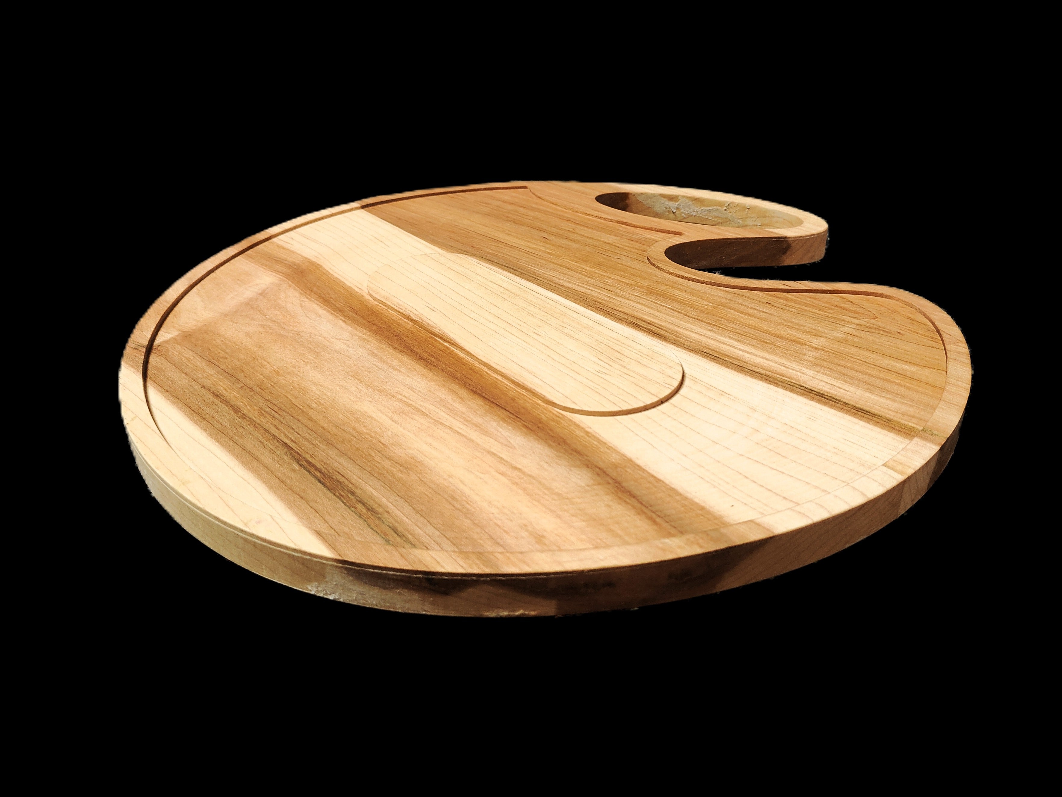 Large Round Maple Charcuterie Board with Handle, Handmade USA - Free Engraving (LSTRAY002)