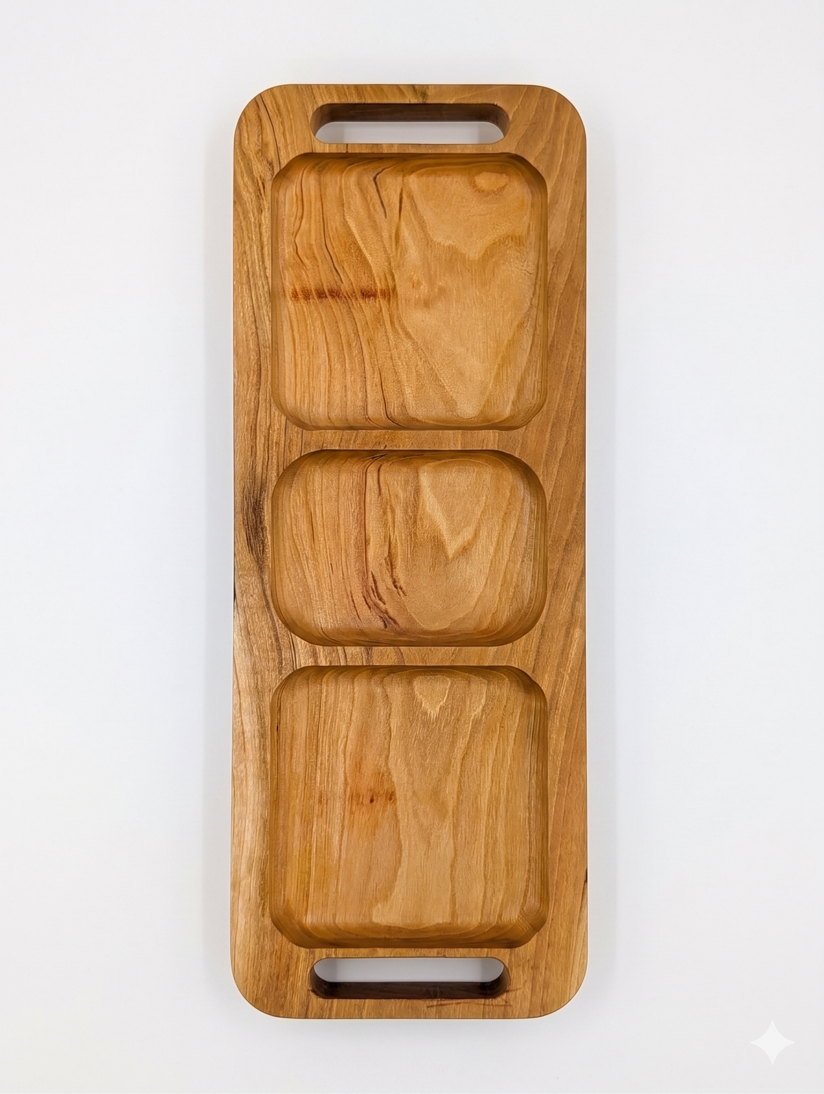 Premium Wooden Snack Tray – Three‑Compartment Dry Fruit & Nut Server