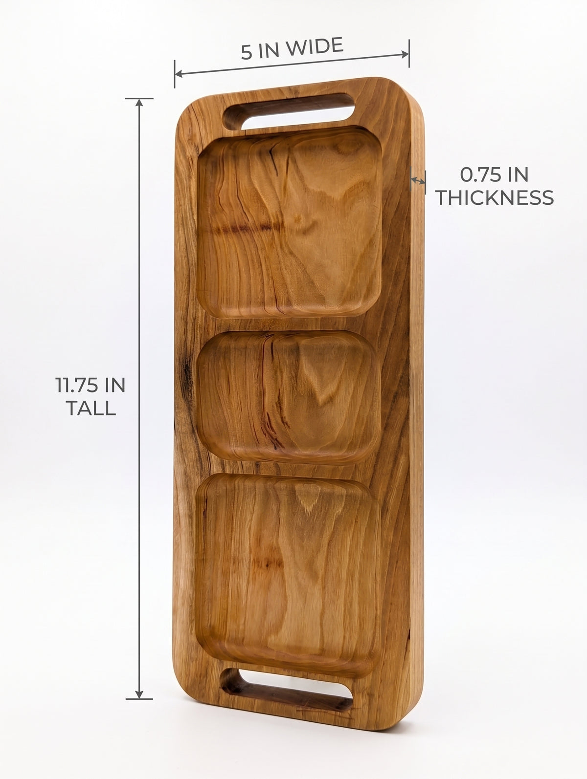 Premium Wooden Snack Tray – Three‑Compartment Dry Fruit & Nut Server