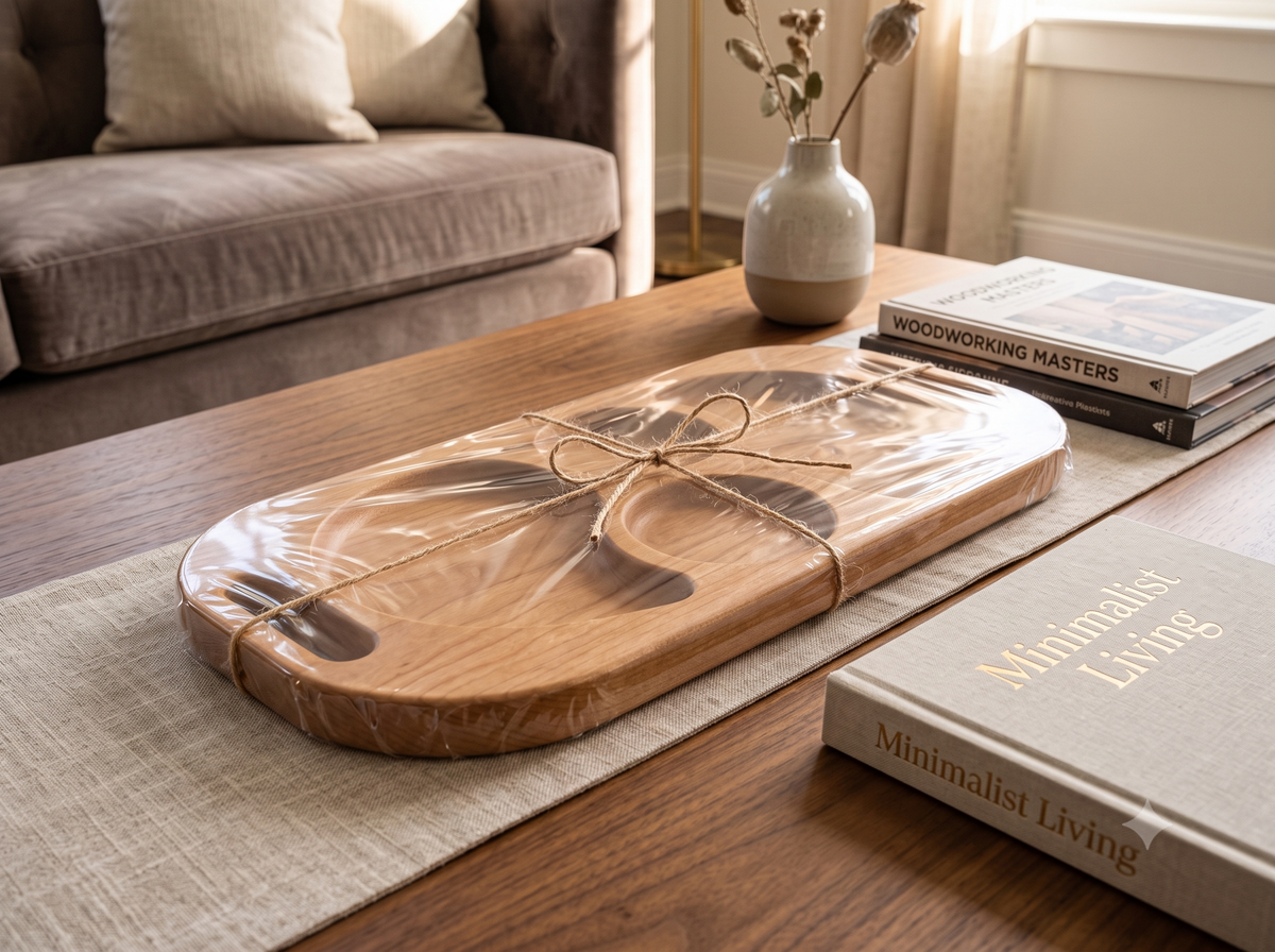 Artisan Hardwood Multi‑Section Tray – Carved Serving Platter for Appetizers & Dry Fruits