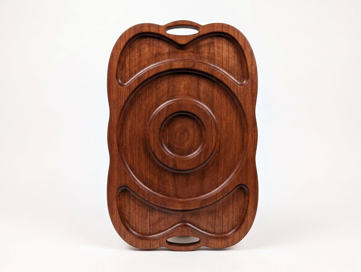 Artisan Wooden Compartment Tray – Hand‑Carved Oval Platter for Appetizers & Dry Fruits