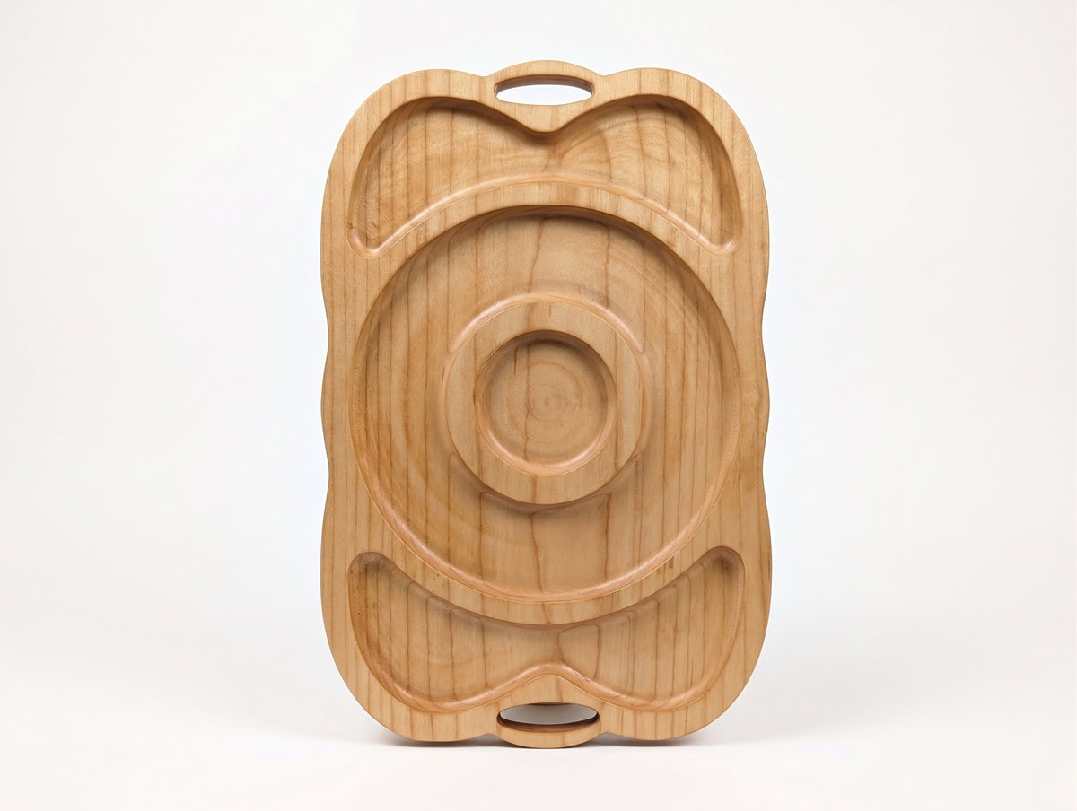 Artisan Wooden Compartment Tray – Hand‑Carved Oval Platter for Appetizers & Dry Fruits