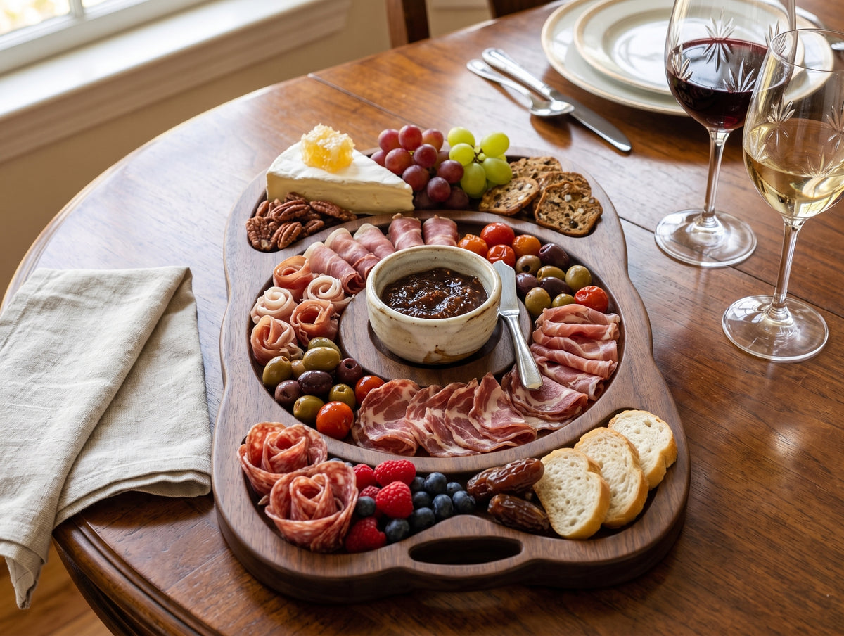 Artisan Wooden Compartment Tray – Hand‑Carved Oval Platter for Appetizers & Dry Fruits
