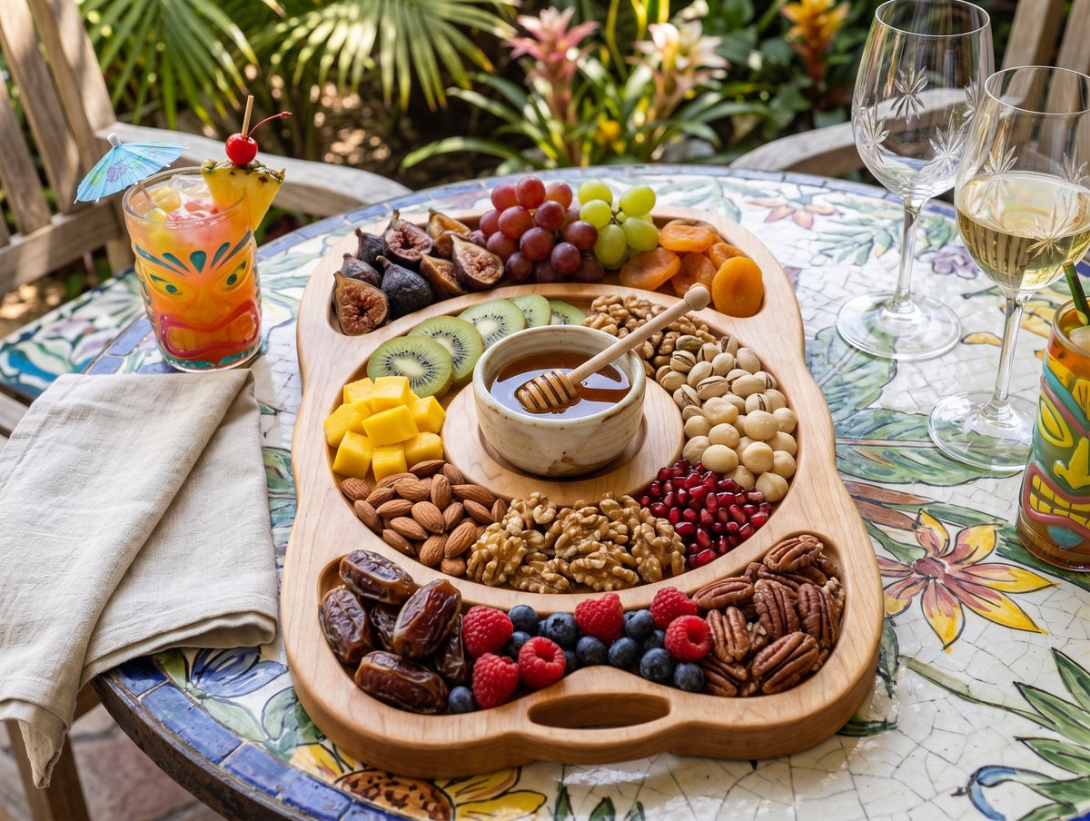 Artisan Wooden Compartment Tray – Hand‑Carved Oval Platter for Appetizers & Dry Fruits