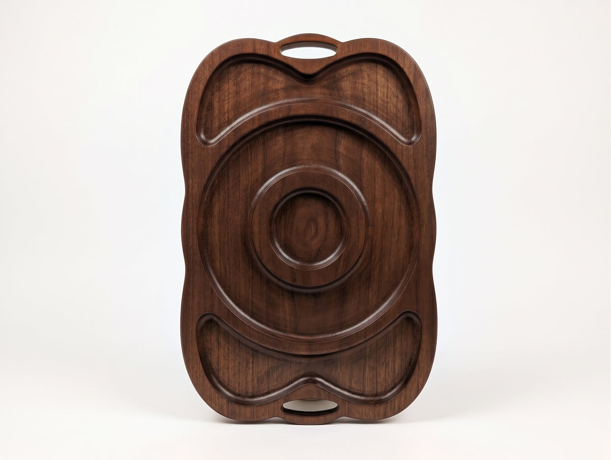 Artisan Wooden Compartment Tray – Hand‑Carved Oval Platter for Appetizers & Dry Fruits