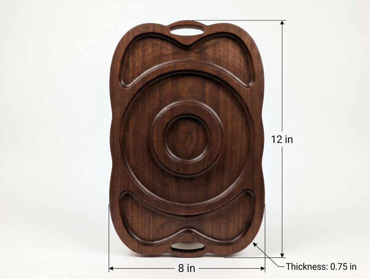 Artisan Wooden Compartment Tray – Hand‑Carved Oval Platter for Appetizers & Dry Fruits