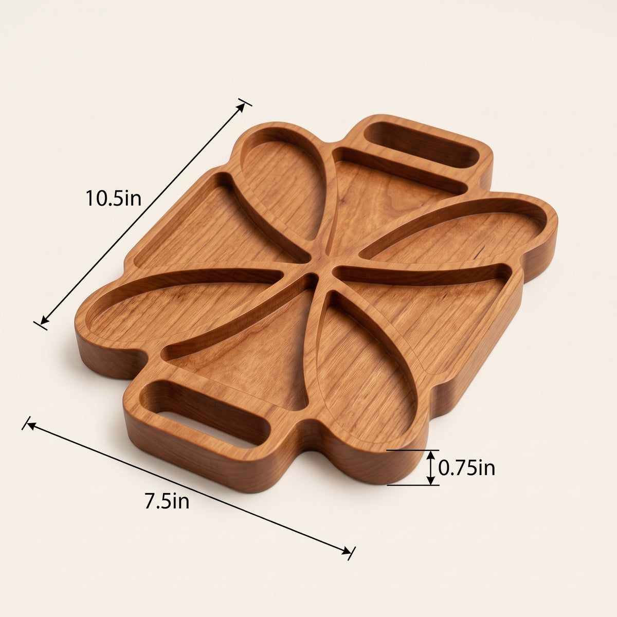 Artisan Wooden Petal‑Style Serving Tray – Multi‑Section Snack & Appetizer Platter