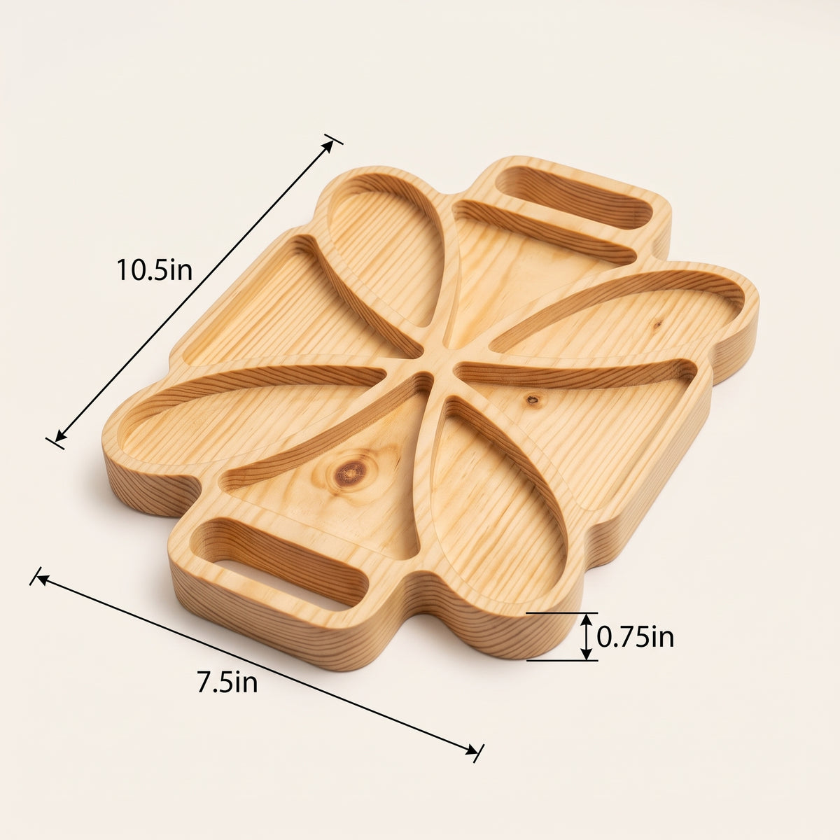 Artisan Wooden Petal‑Style Serving Tray – Multi‑Section Snack & Appetizer Platter