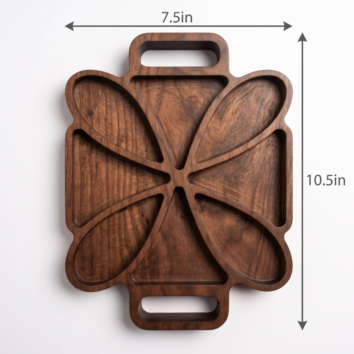 Artisan Wooden Petal‑Style Serving Tray – Multi‑Section Snack & Appetizer Platter