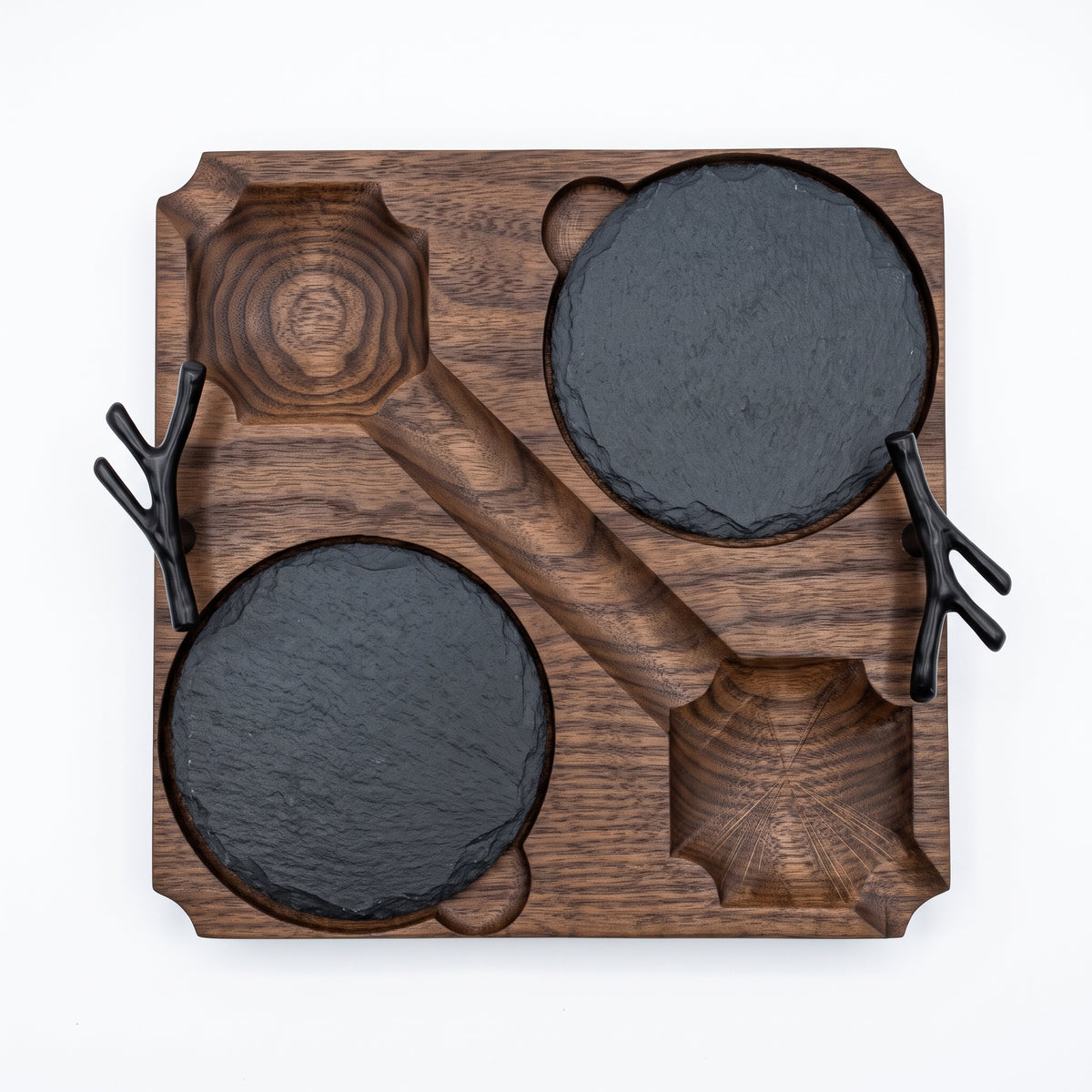 Artisan Cigar & Whisky Pairing Tray – Dual Glass Holder and Cigar Rests