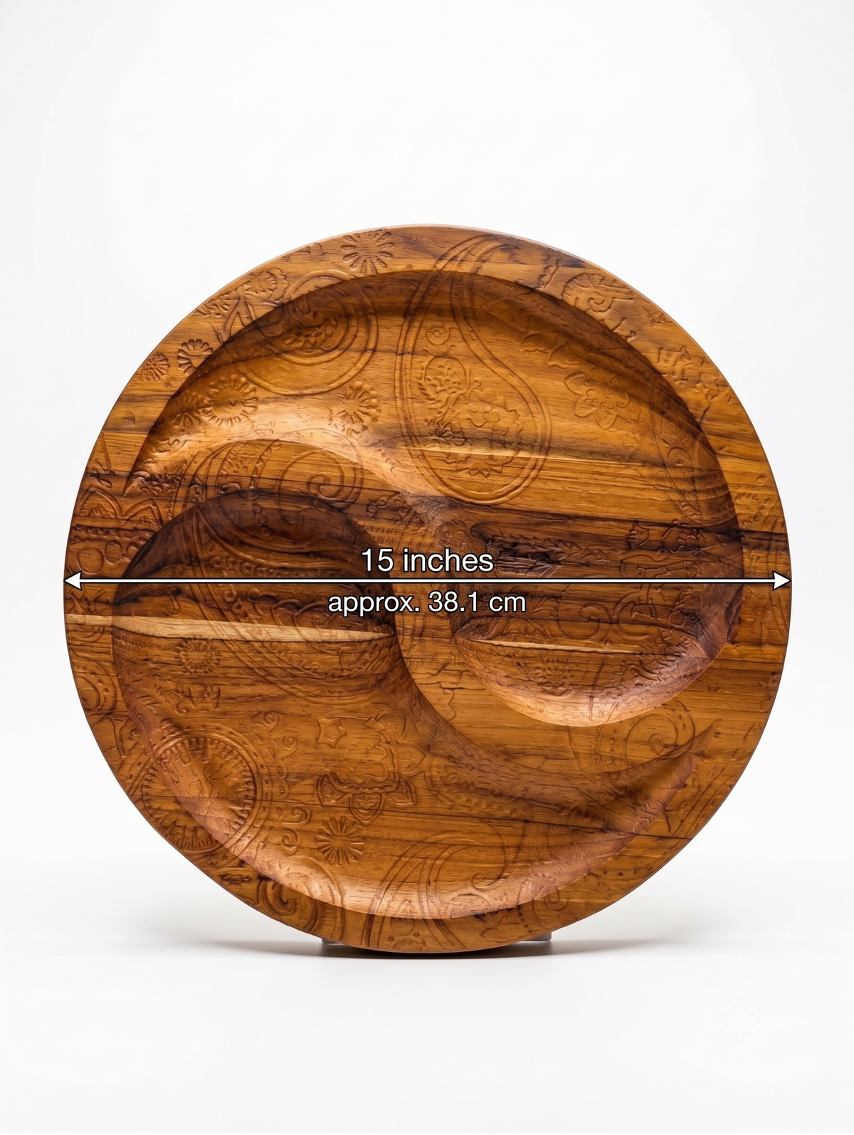 Artisan Round Handcrafted Yin-Yang Dual Harmony Carved Wooden Serving Tray