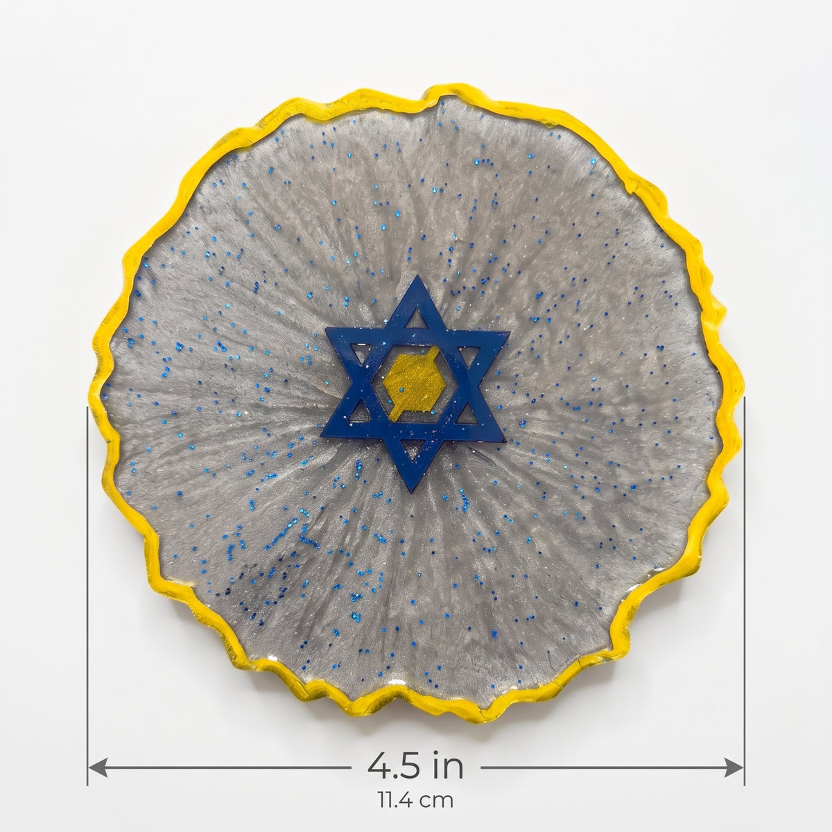 Resin Judaica Coaster Set with Wooden Inlays (Set of 4)