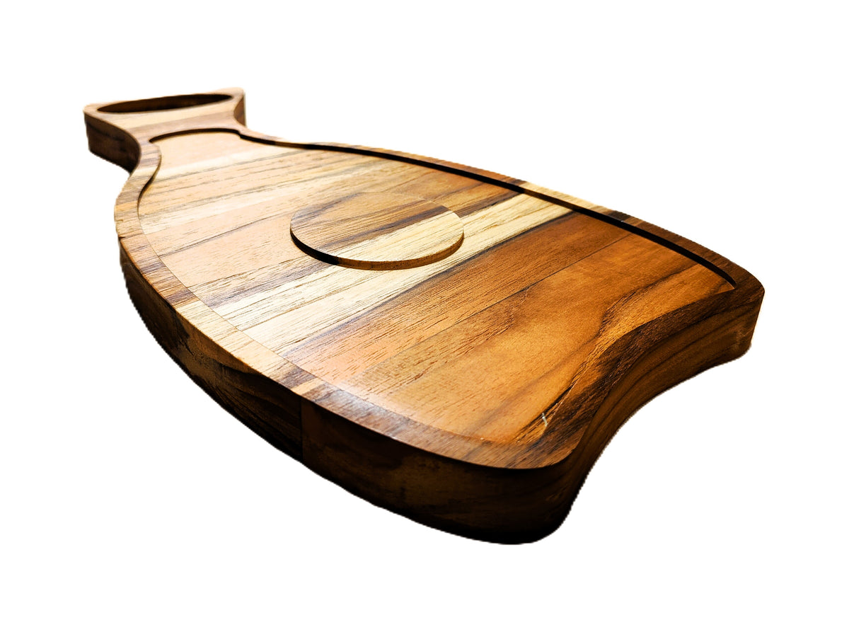 Wooden Serving Tray with Bowl Recesses – Handmade Charcuterie Board for Entertaining