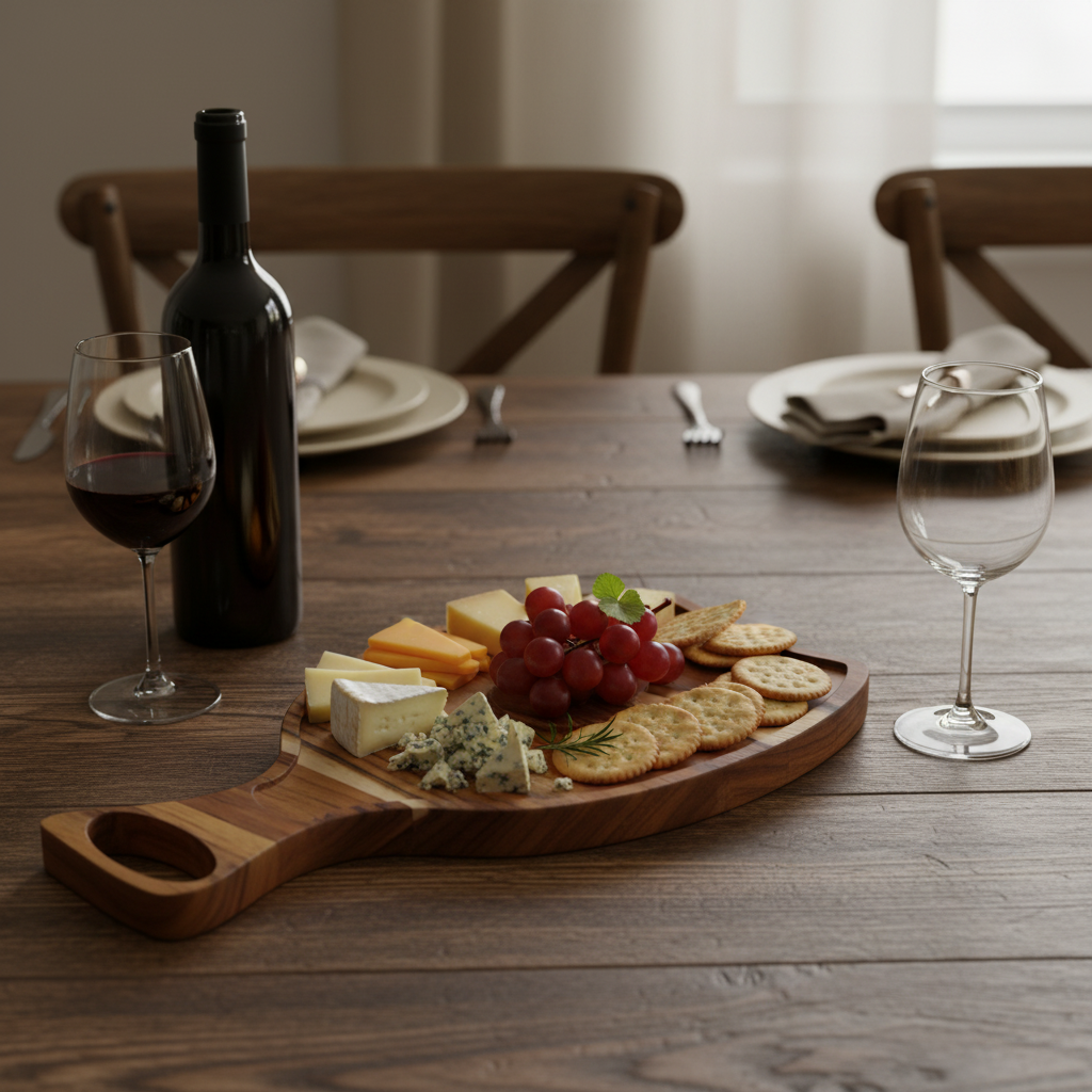 Wooden Serving Tray with Bowl Recesses – Handmade Charcuterie Board for Entertaining