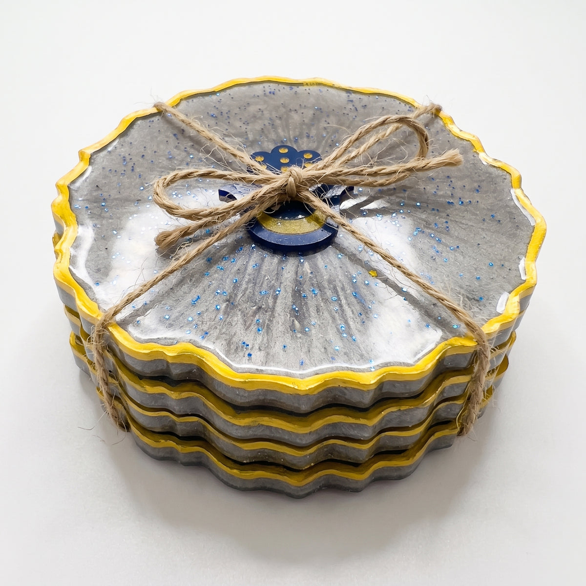 Resin Judaica Coaster Set with Wooden Inlays (Set of 4)