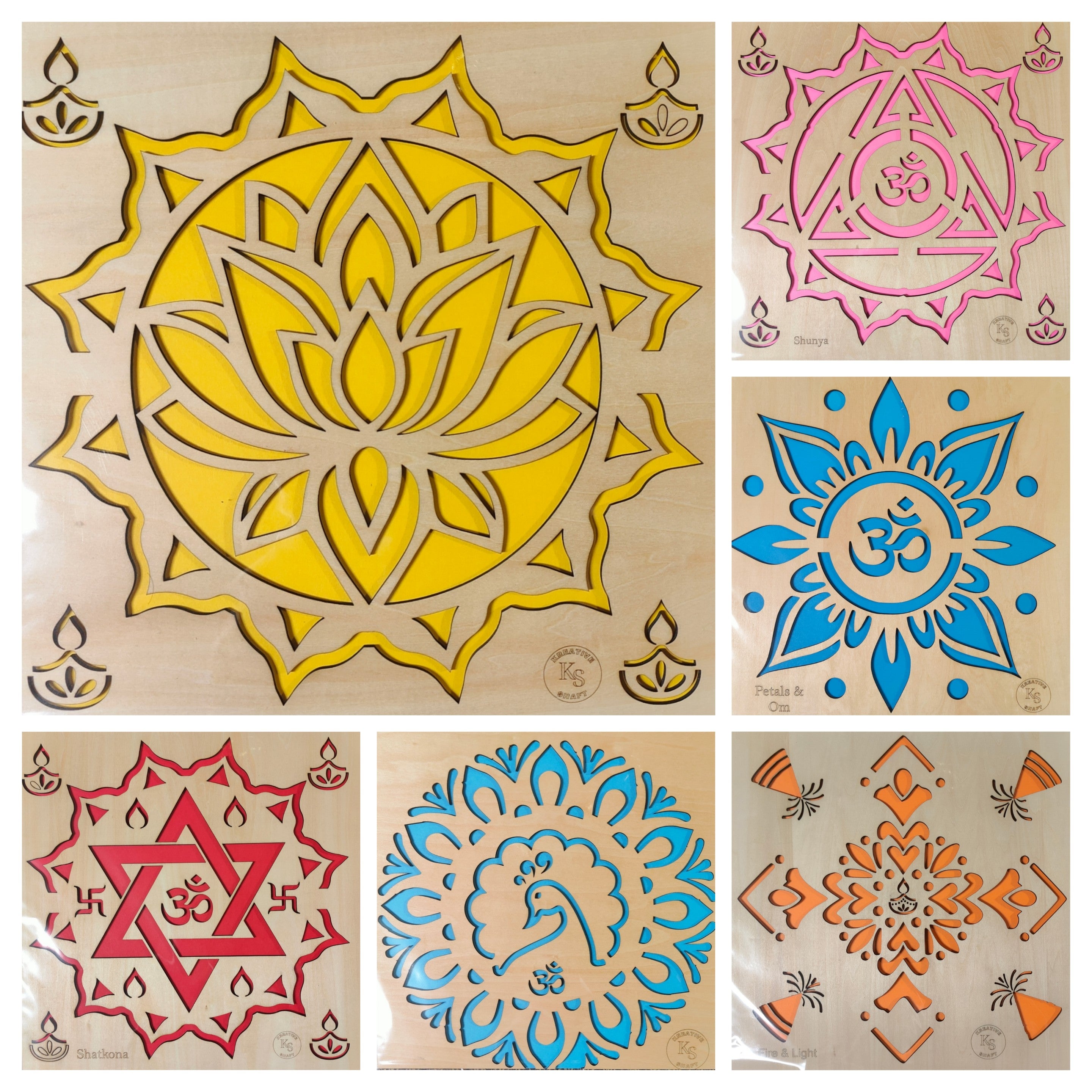 Rangoli Stencils (12x12 in) - made with premium Plywood in USA