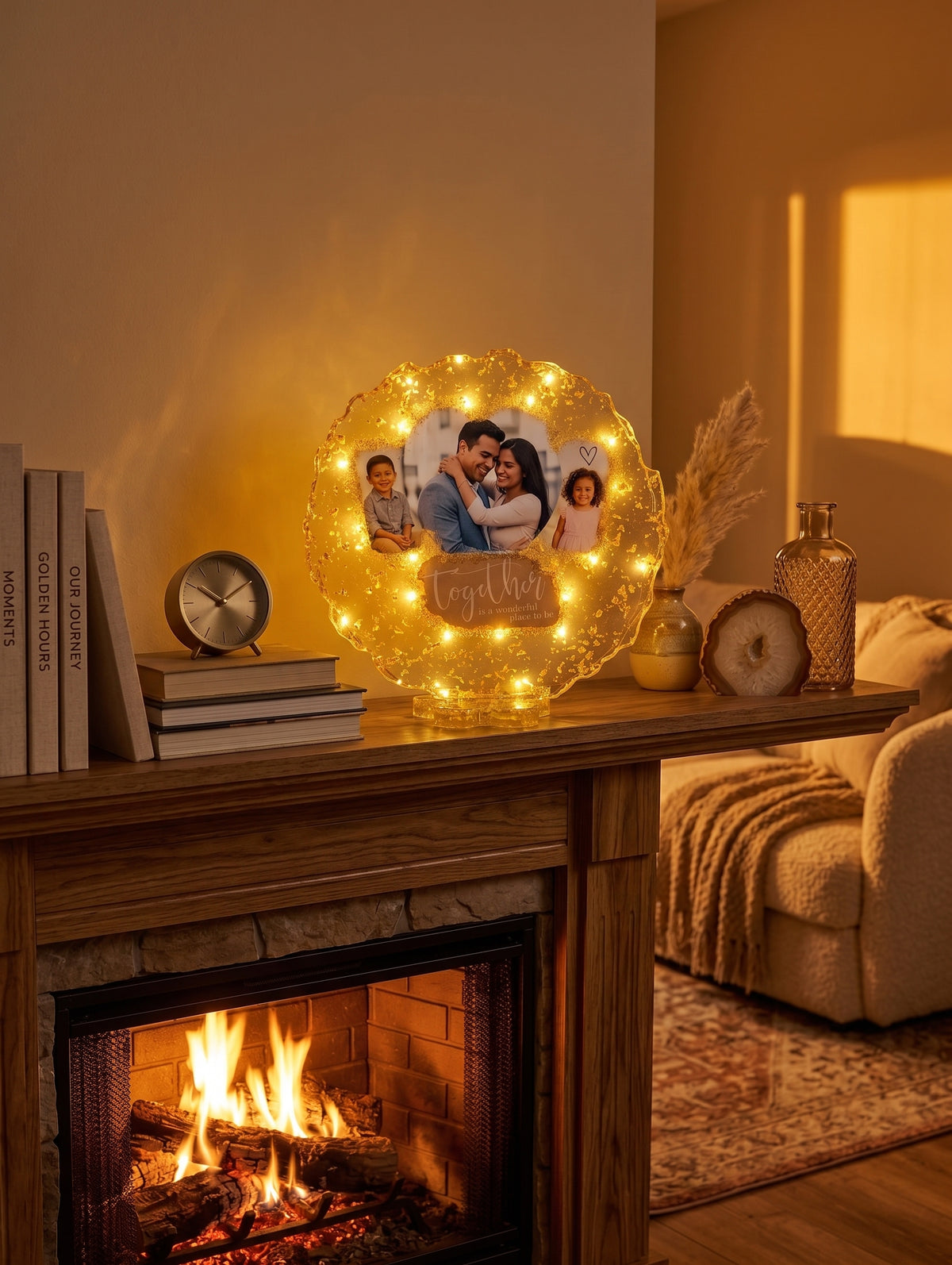 Custom Light-Up Resin Photo Display | Romantic Anniversary & Family Gift Frame