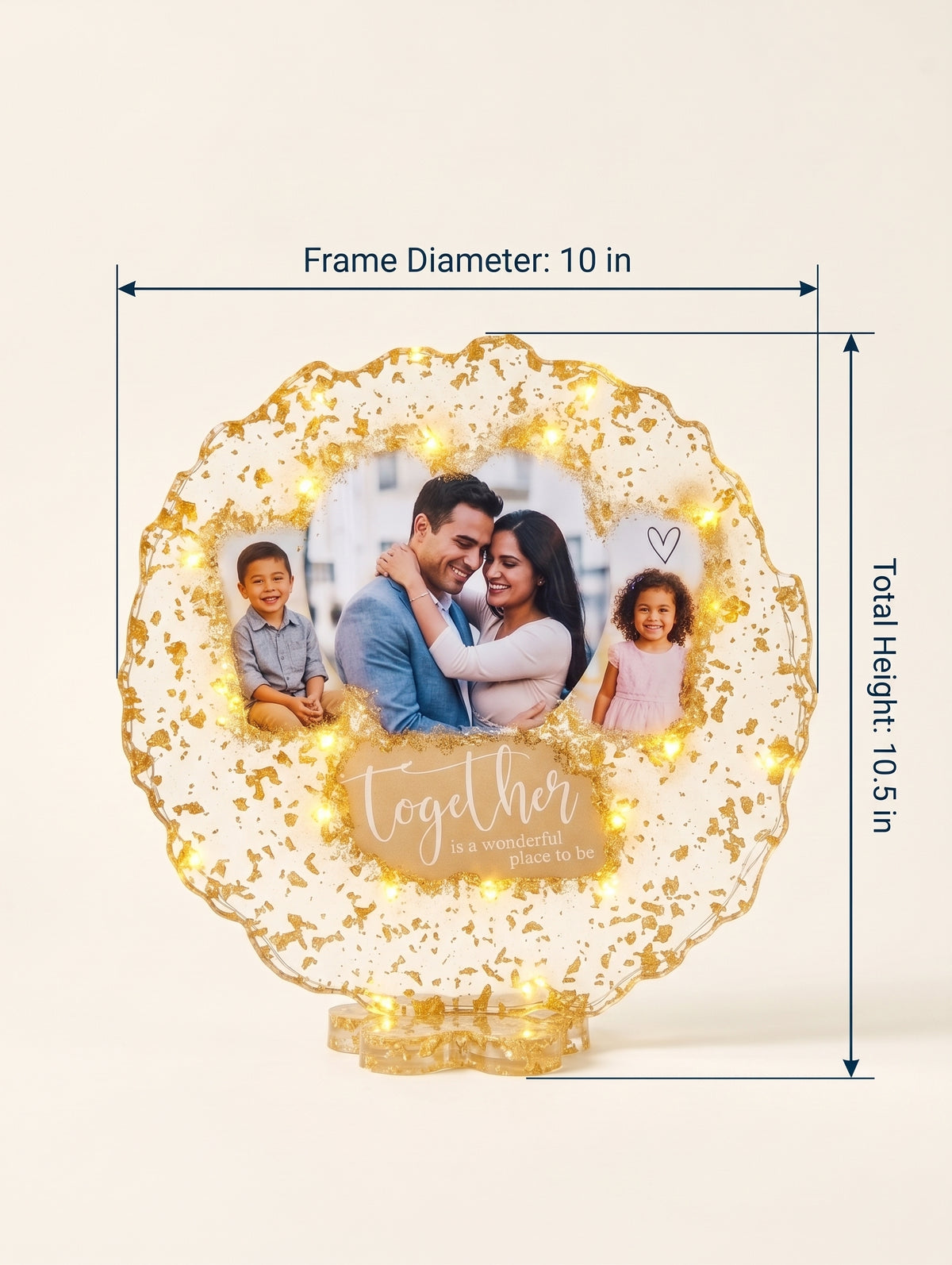 Custom Light-Up Resin Photo Display | Romantic Anniversary & Family Gift Frame