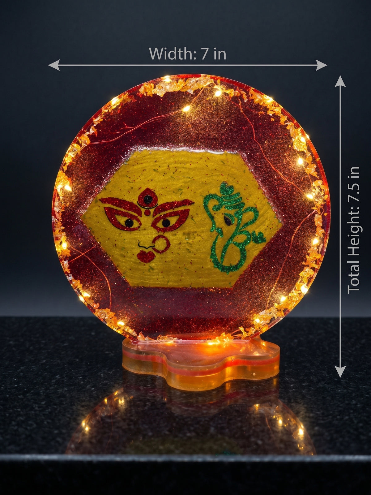 Light-Up Lakshmi Ganesha Epoxy Resin Display | LED Mandir Decor