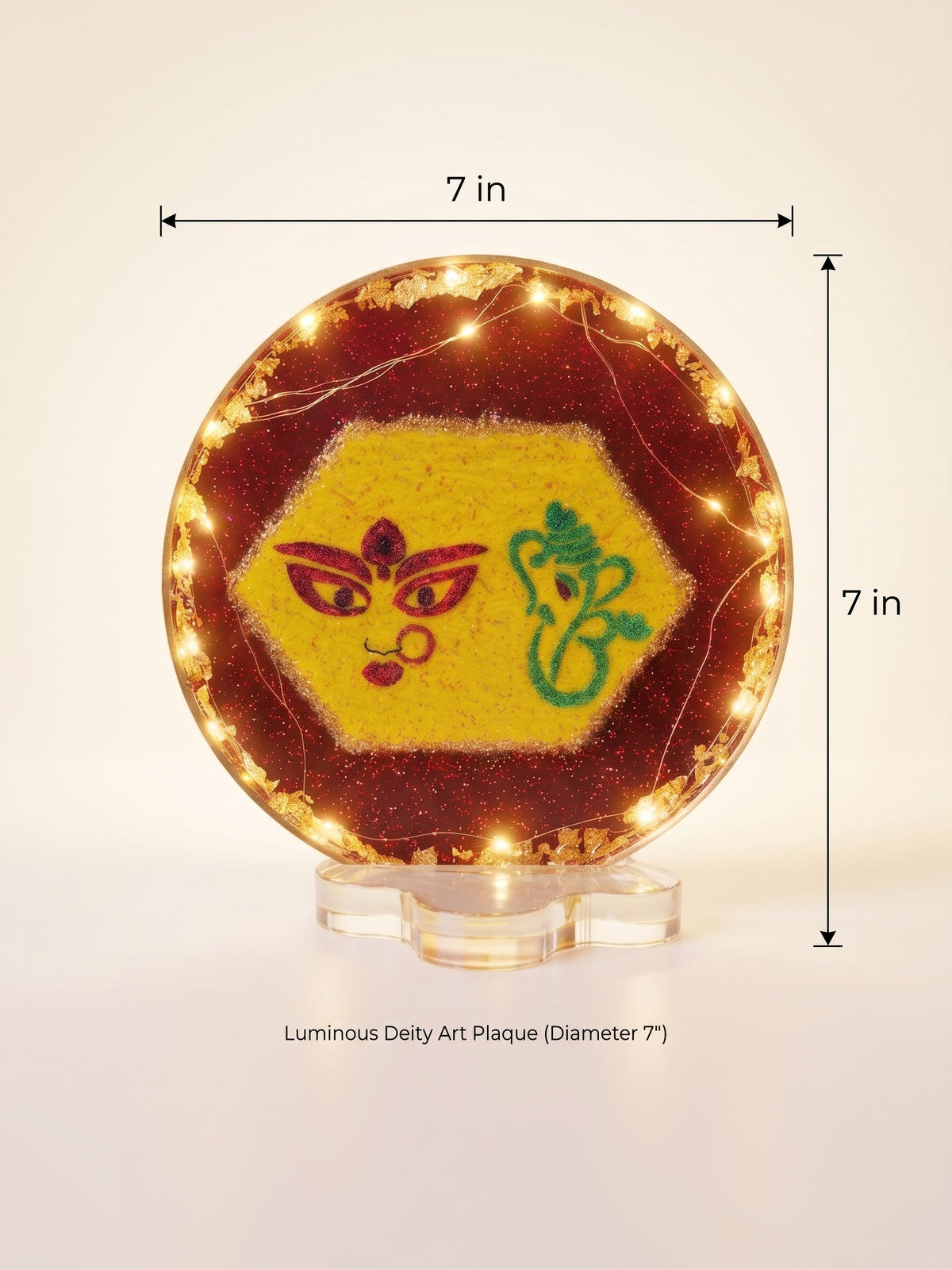 Light-Up Lakshmi Ganesha Epoxy Resin Display | LED Mandir Decor