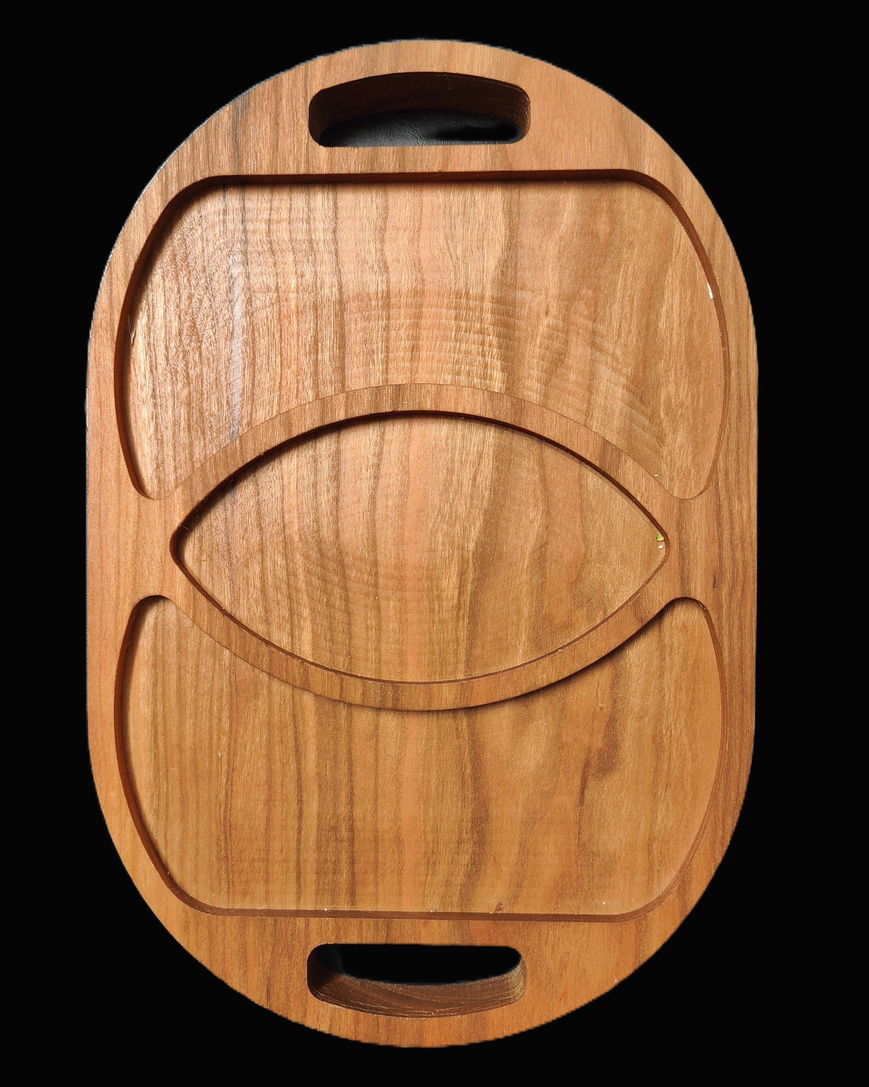 Handmade oval Serving Tray with 3 parts - made from natural hardwood (laser engraving available)