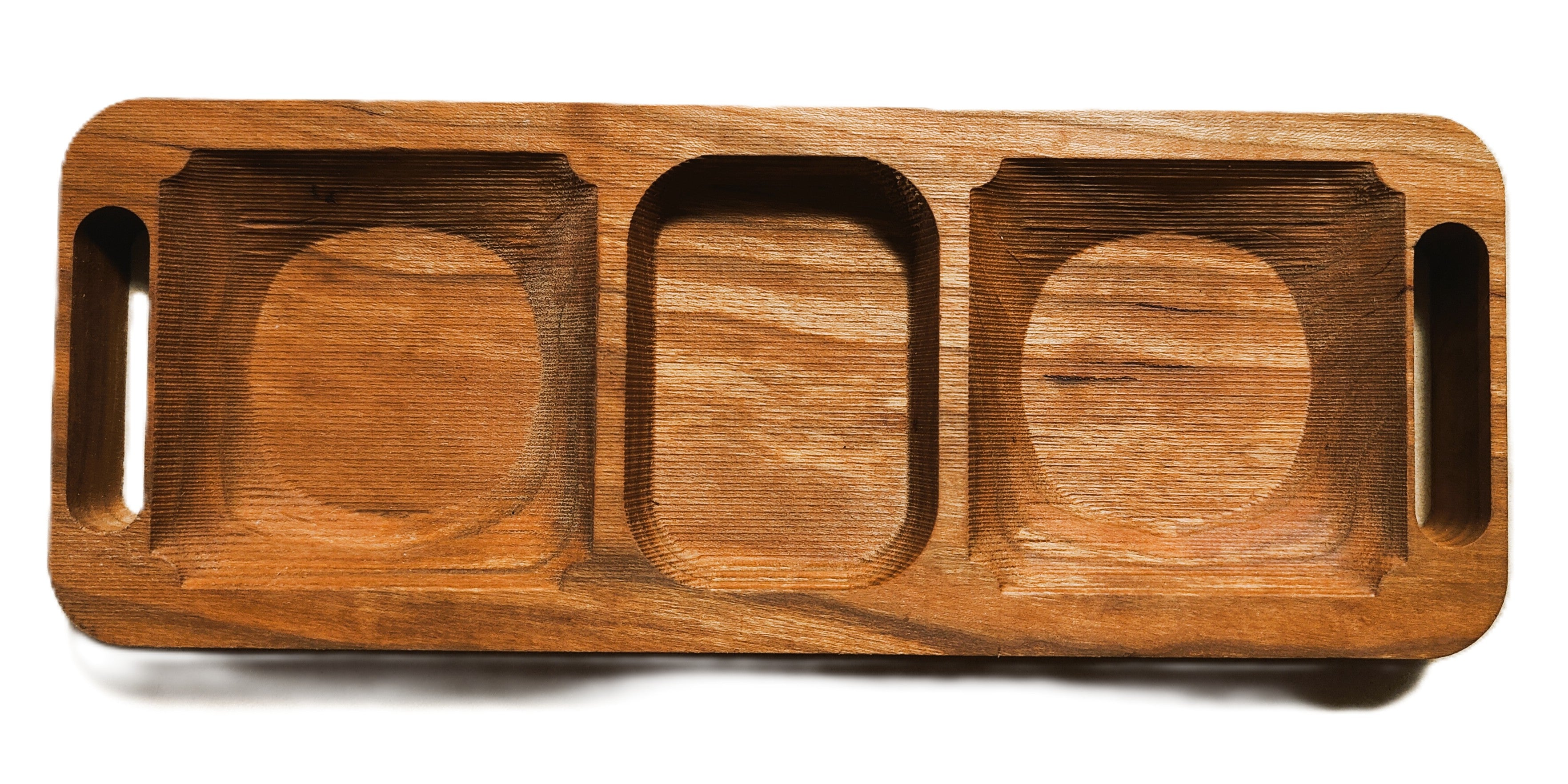 Minimal 3-part Wooden Serving Tray, Handmade USA - Free Engraving (SSTRAY004)