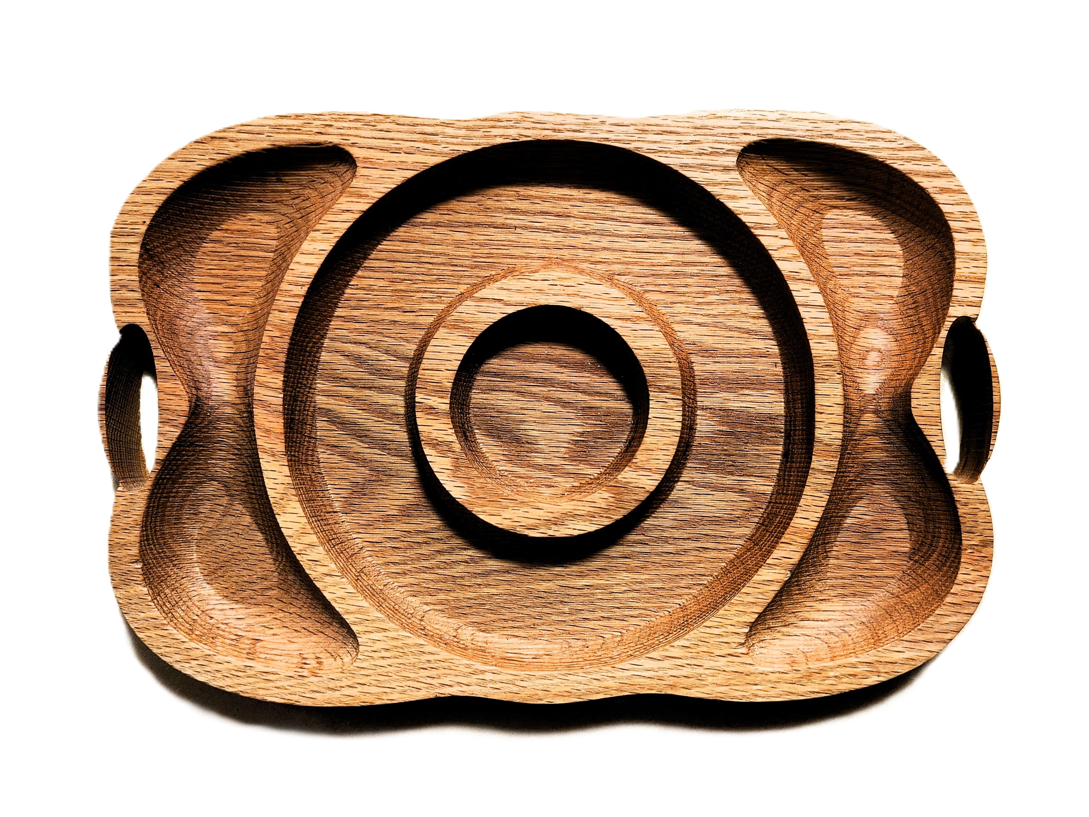 Oval Tri-Part Serving Board, Handmade USA - Free Engraving (MSTRAY010)