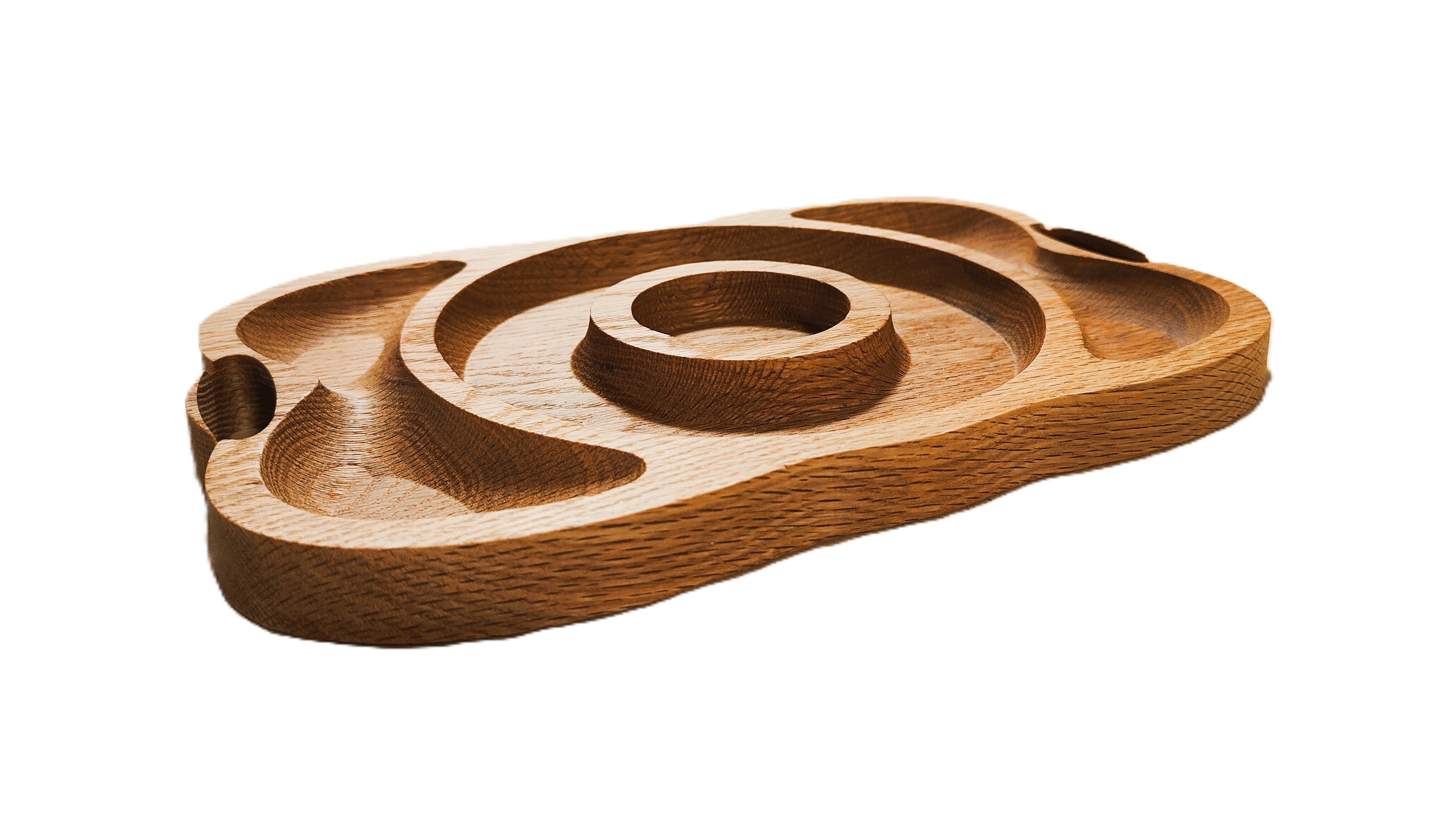 Oval Tri-Part Serving Board, Handmade USA - Free Engraving (MSTRAY010)