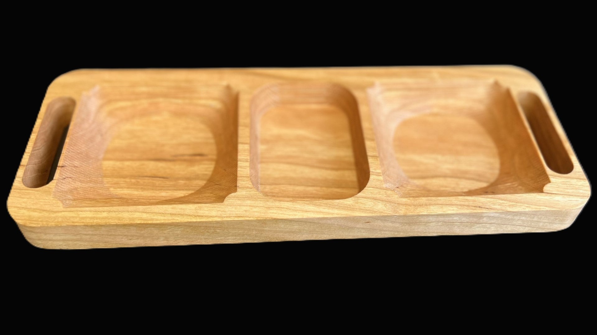 Handmade Thin 2-part Serving Tray made of Solid Wood (laser engraving available)