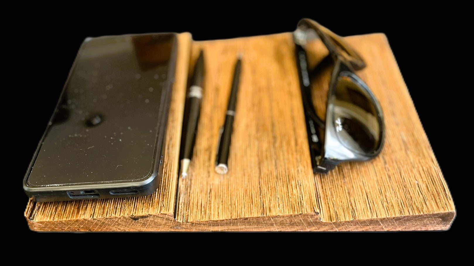 Handmade minimalistic desk organizer made of solid wood (laser engraving available)