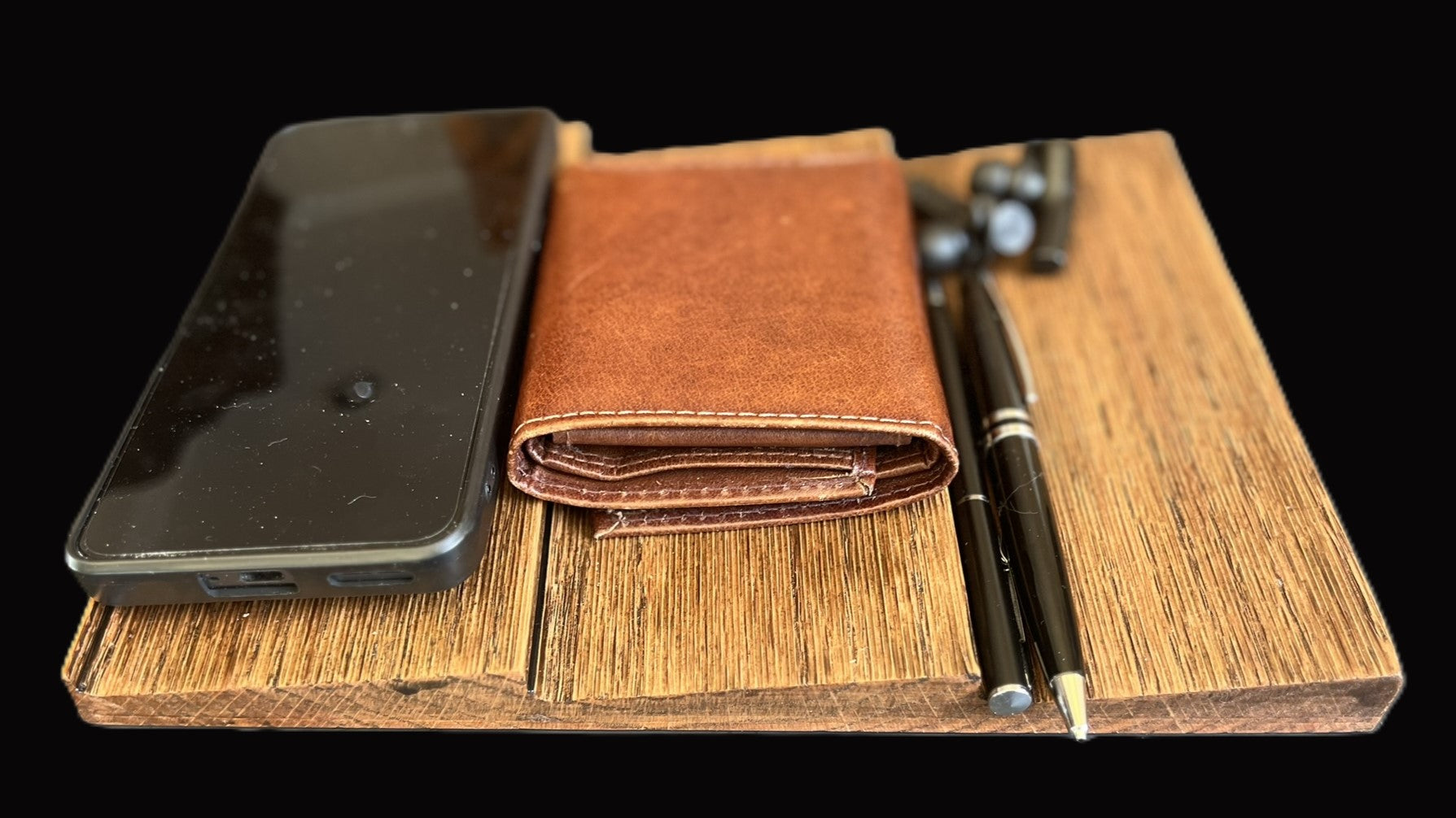 Handmade minimalistic desk organizer made of solid wood (laser engraving available)