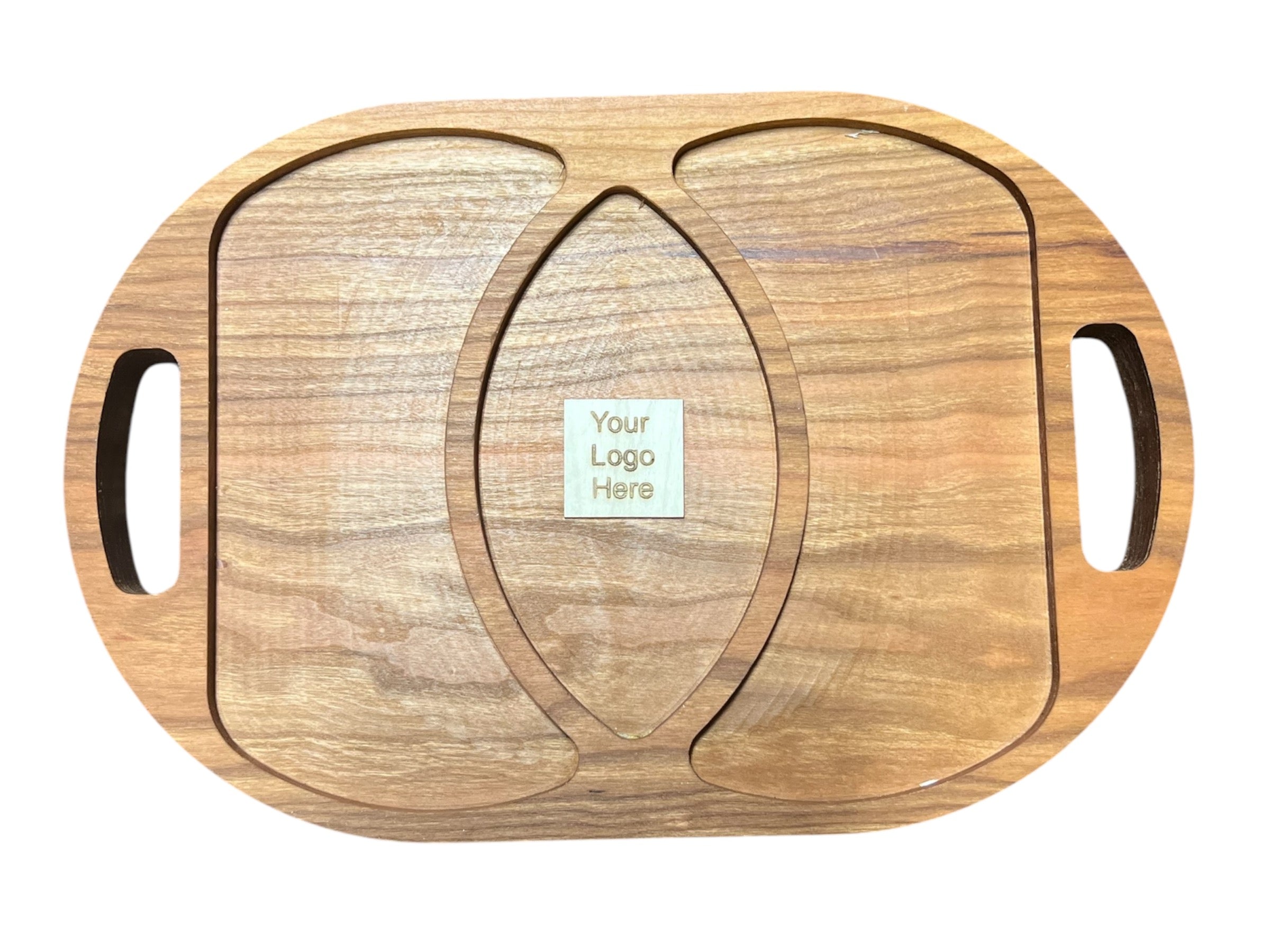 Handmade oval Serving Tray with 3 parts - made from natural hardwood (laser engraving available)