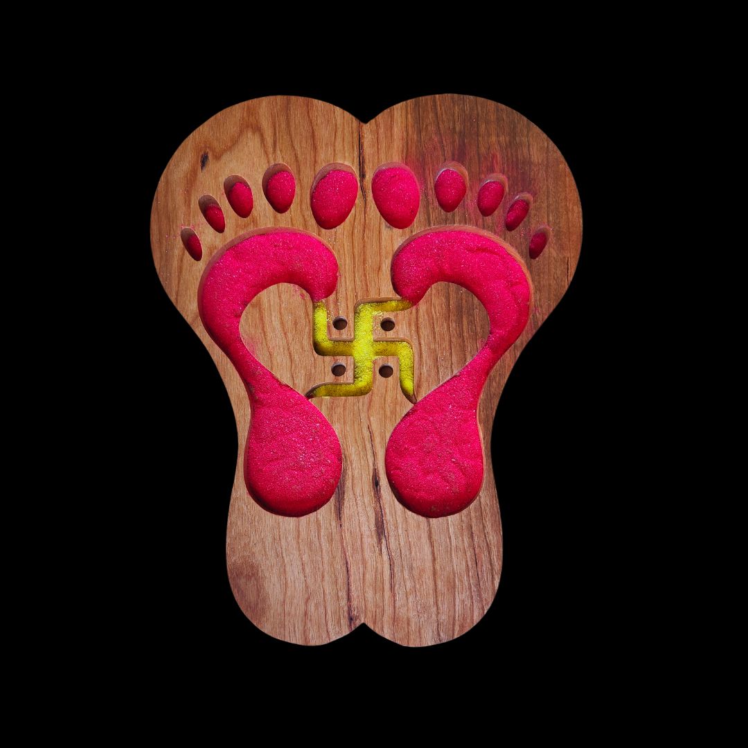 Goddess Lakshmi Steps Carved for Rangoli