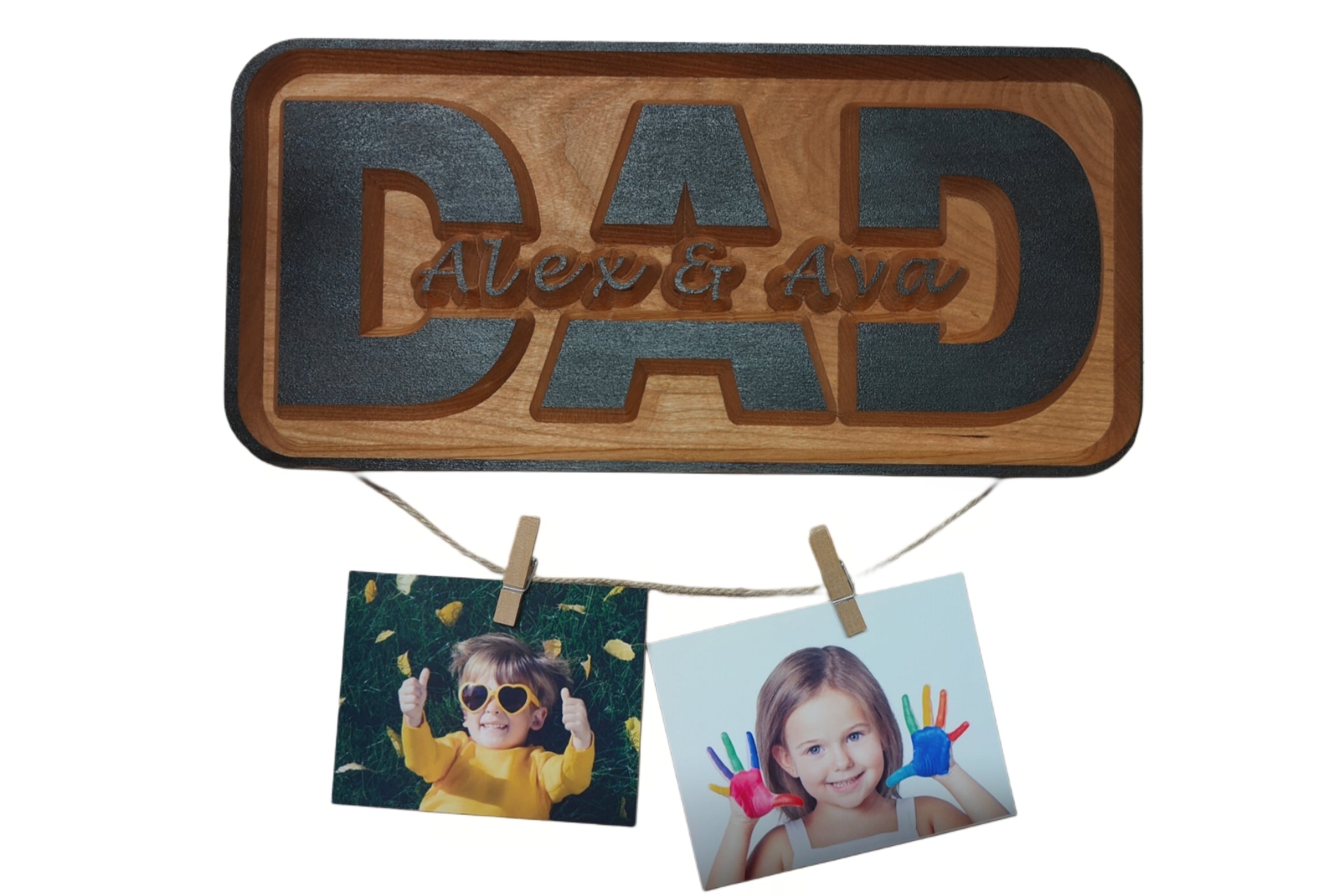 Personalized Engraved Wood Dad Sign, Custom Dad Sign for Father's Day with names of Kids
