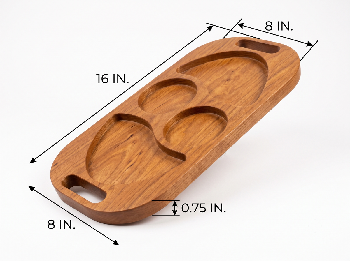 Artisan Hardwood Multi‑Section Tray – Carved Serving Platter for Appetizers & Dry Fruits