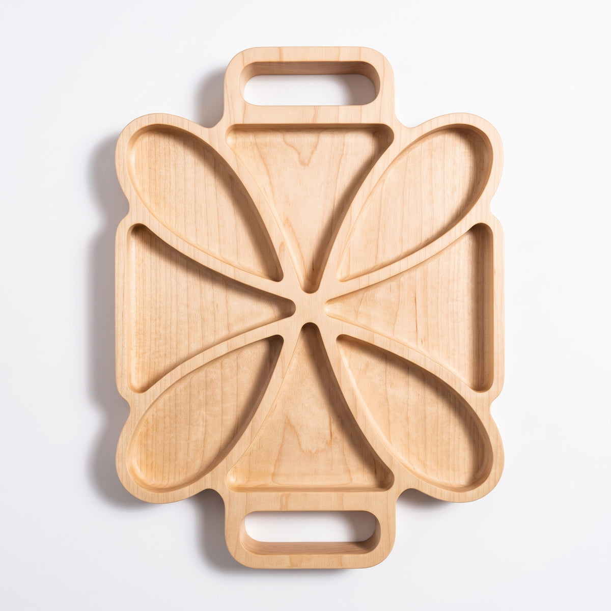 Artisan Wooden Petal‑Style Serving Tray – Multi‑Section Snack & Appetizer Platter