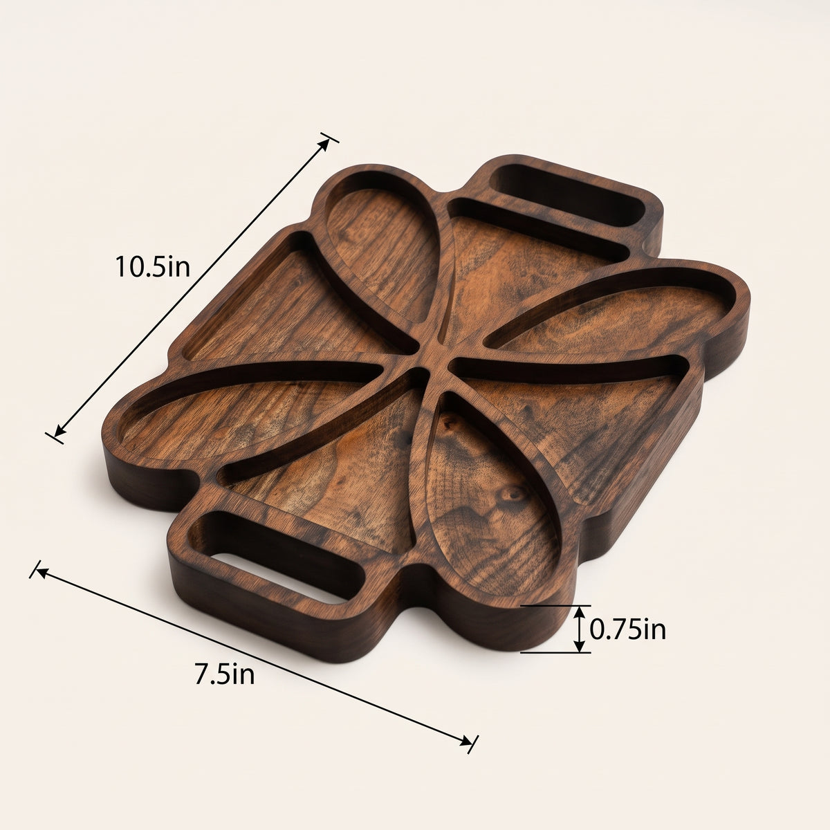 Artisan Wooden Petal‑Style Serving Tray – Multi‑Section Snack & Appetizer Platter