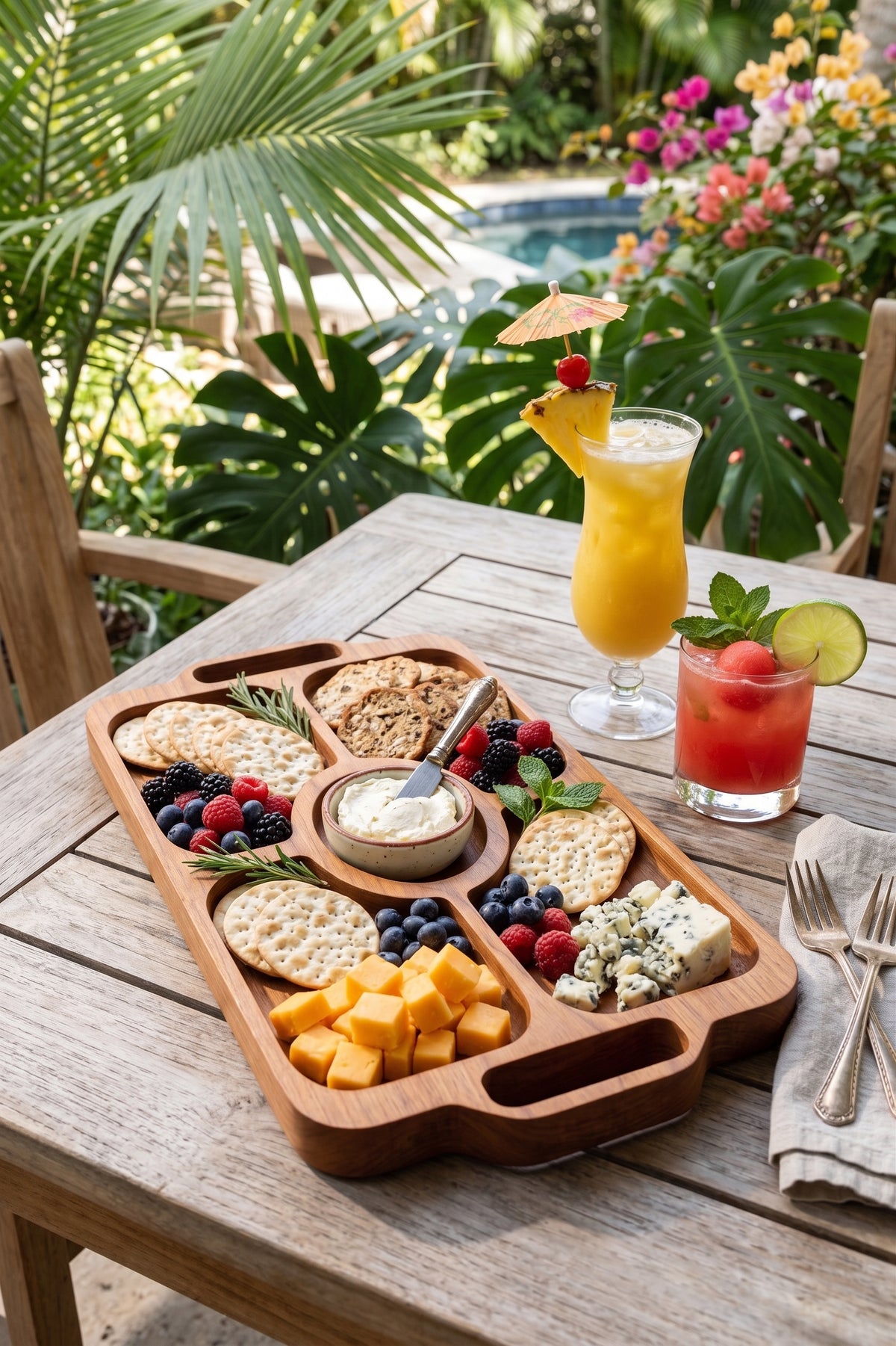 Large Quartet Rectangular Tray with handles, Handmade Charcuterie Board for Entertaining