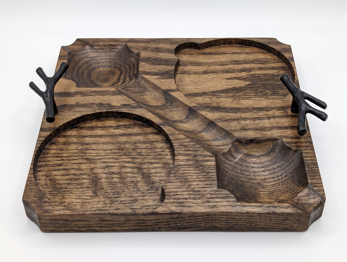 Artisan Cigar & Whisky Pairing Tray – Dual Glass Holder and Cigar Rests