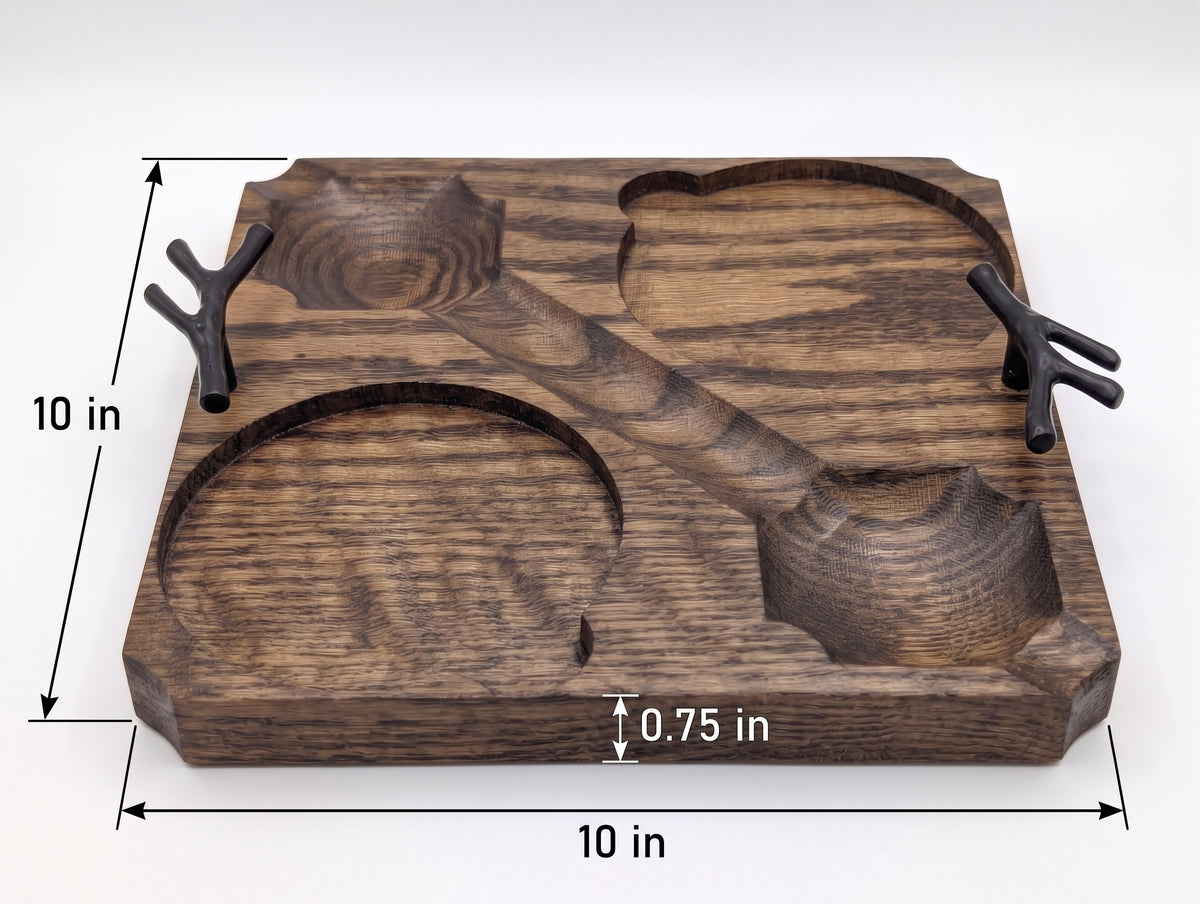 Artisan Cigar & Whisky Pairing Tray – Dual Glass Holder and Cigar Rests