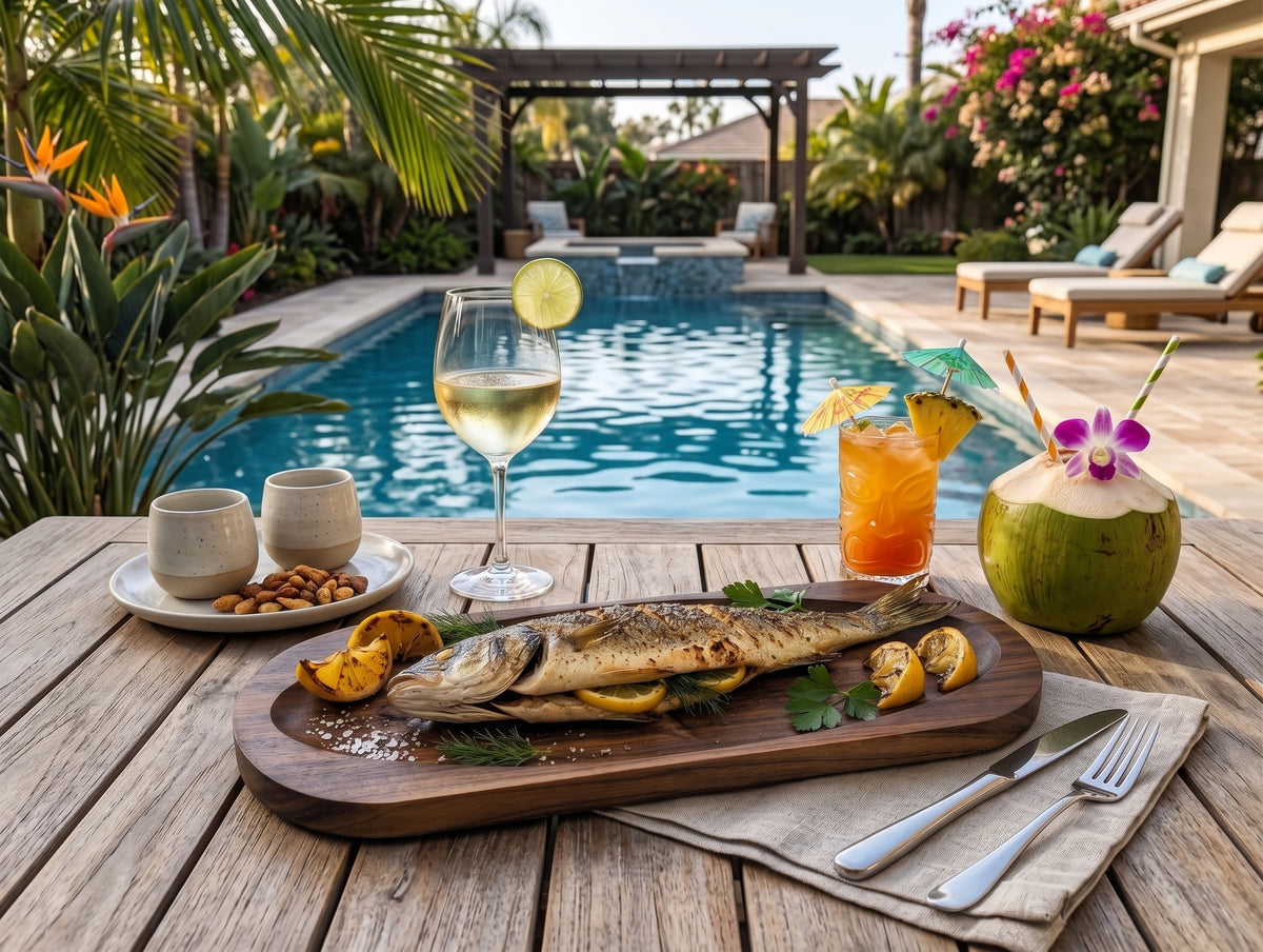 Handcrafted Long Wooden Fish Serving Tray – Premium Carved Platter for Whole Fish Presentation