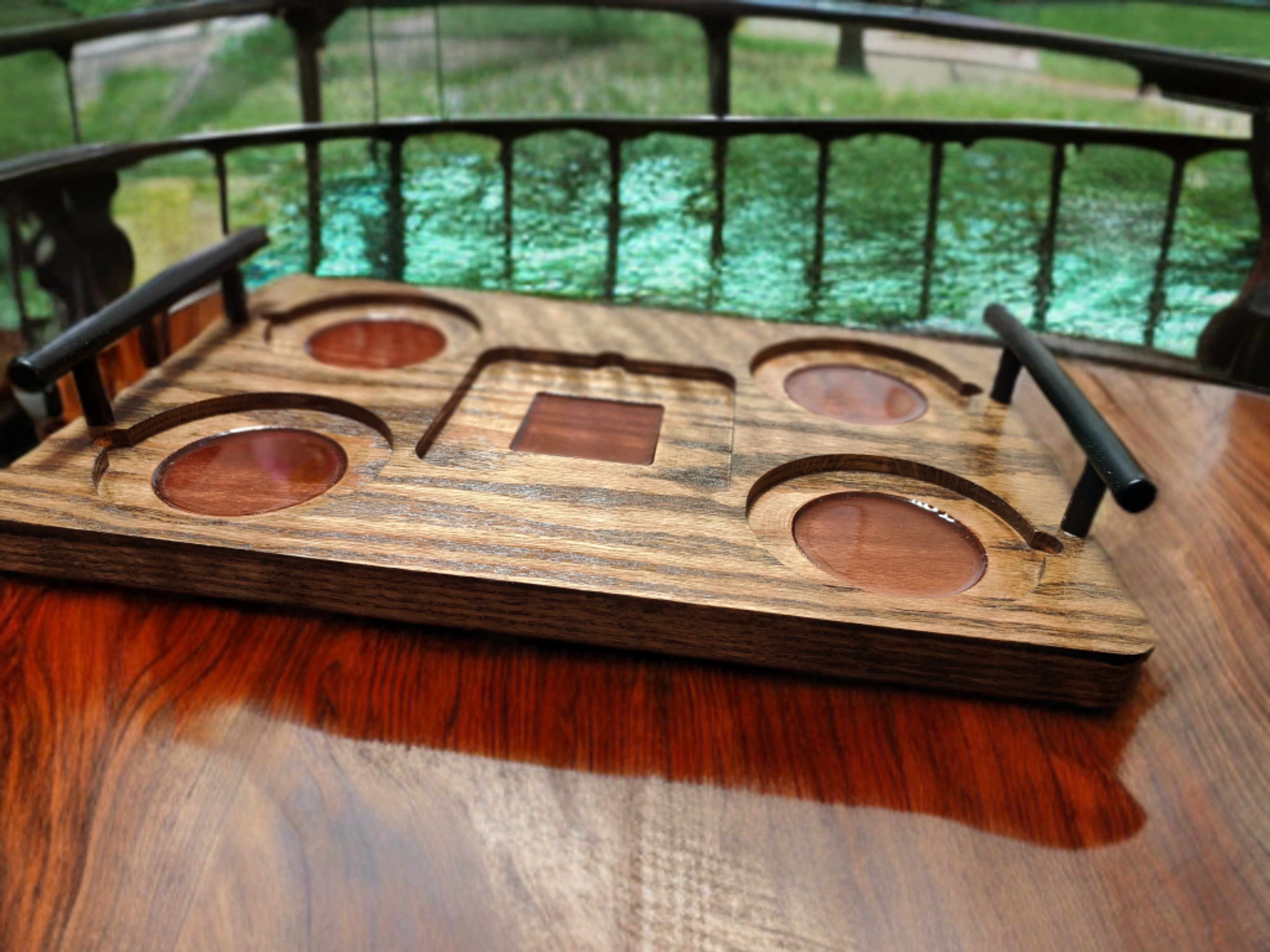 Father's Day themed Drinks Serving Tray with 5 engraved slate coasters