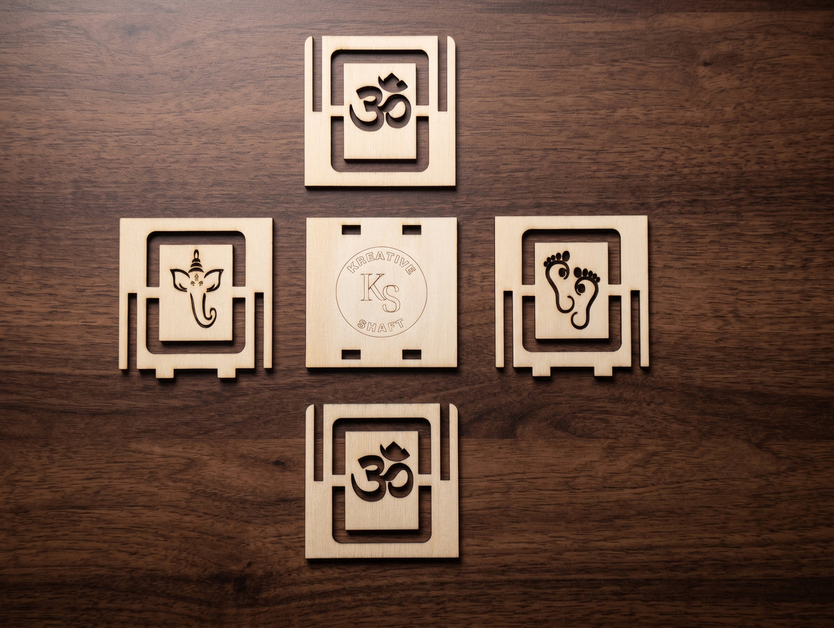 Handcrafted Diwali Tea Light Box – 2-Inch Wooden Cube with Spiritual Designs