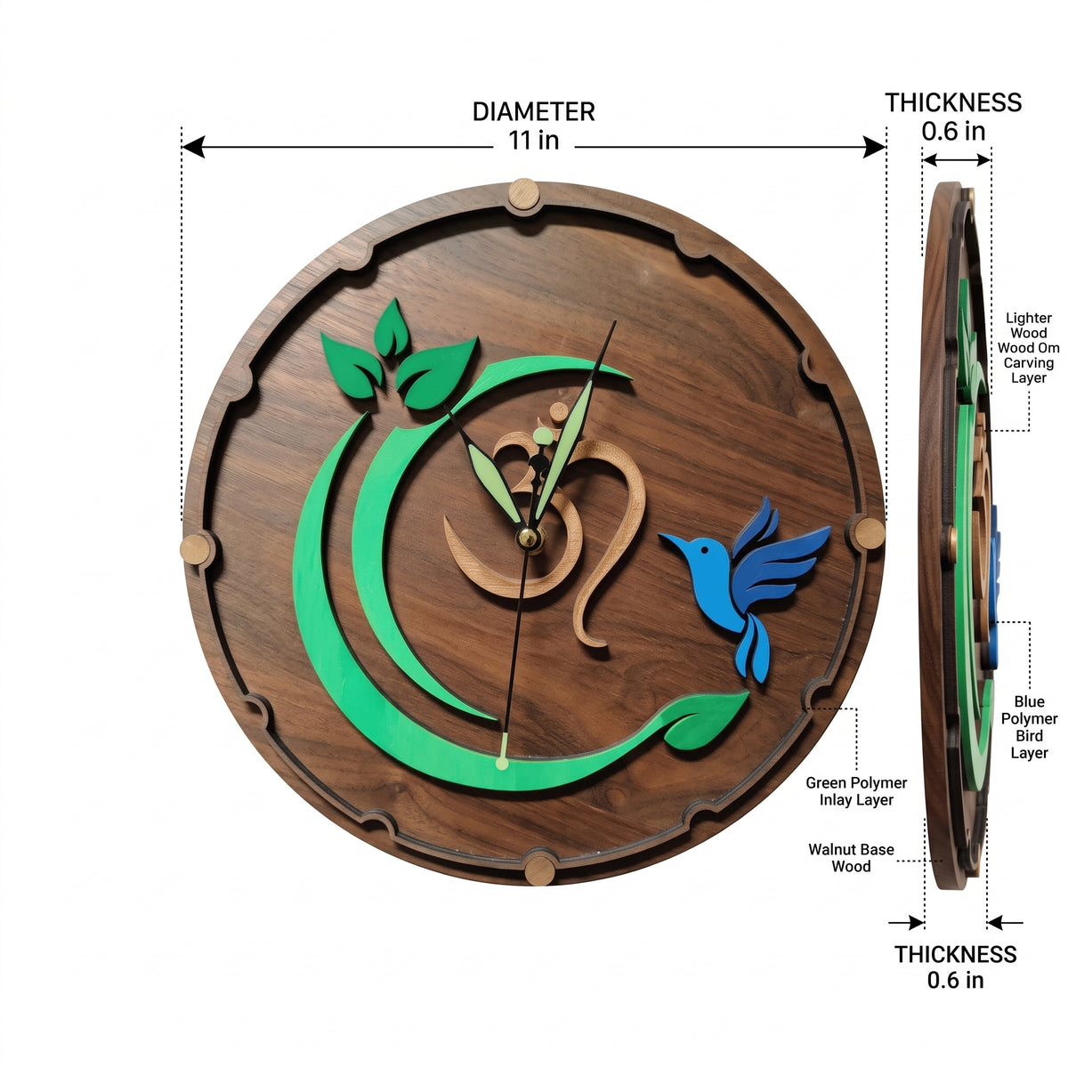 Om & Bluebird in Harmony Clock
