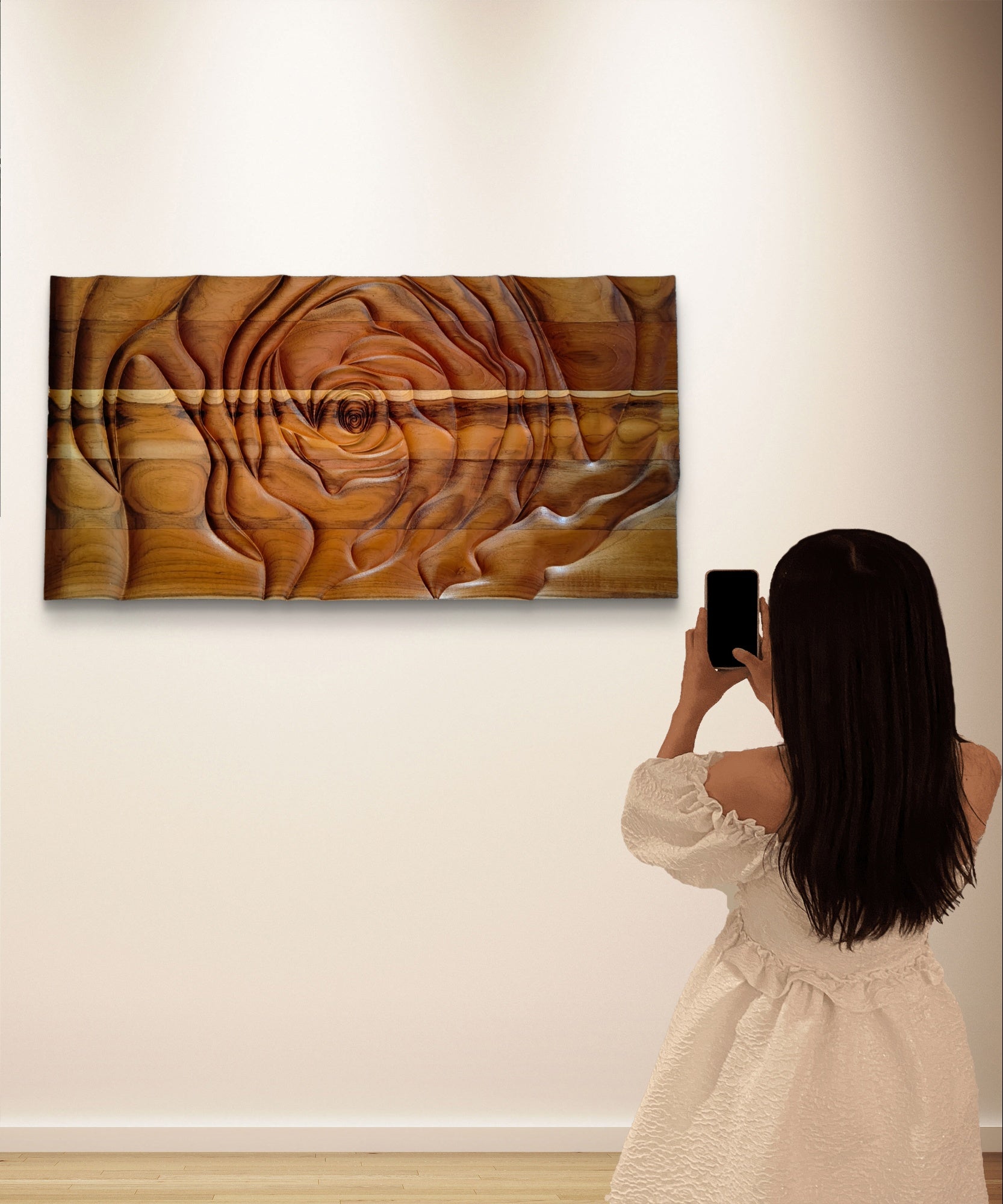 Parametric Rose - Carved on Teak (31in x 16in)