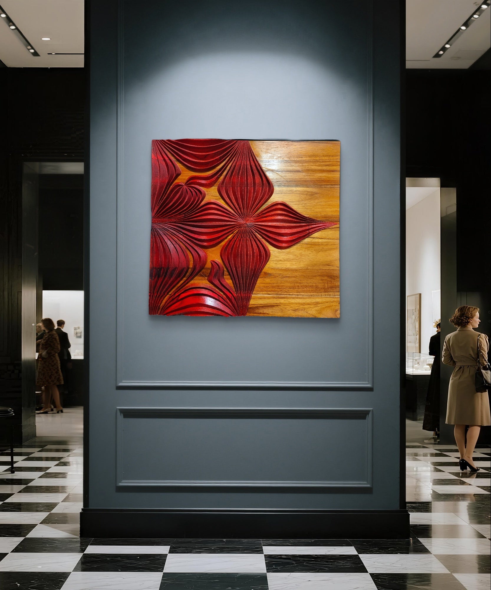 Aster Bloom - Carved on Teak (2x2 ft)